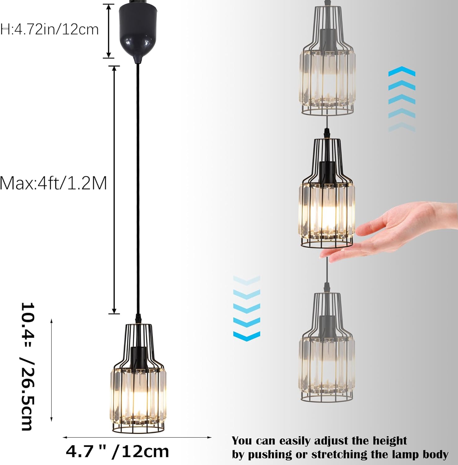 Adjustable Height Halo Pendant Light with Smart LED Bulbs