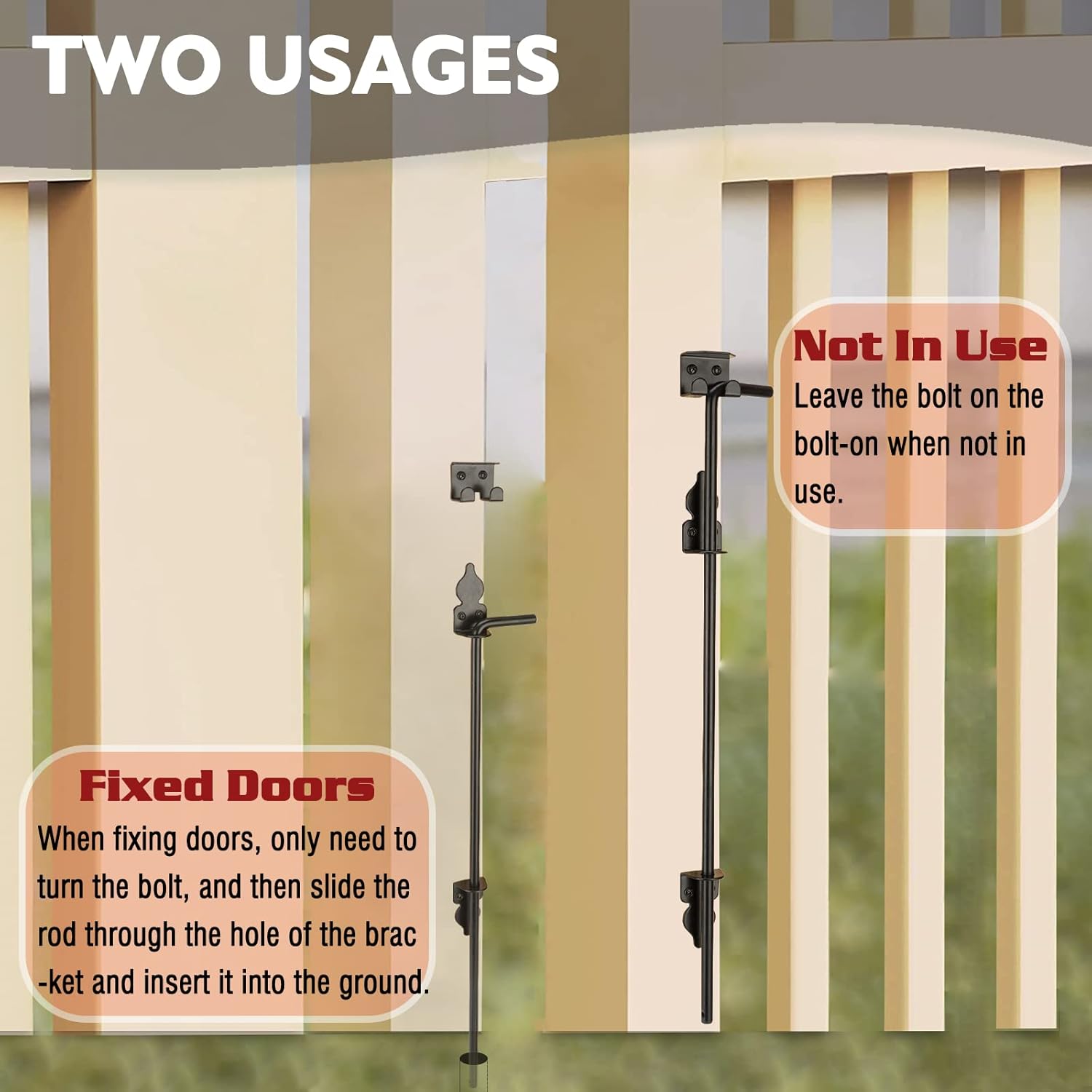 Sturdy 18 Cane Bolt Gate Stopper Black