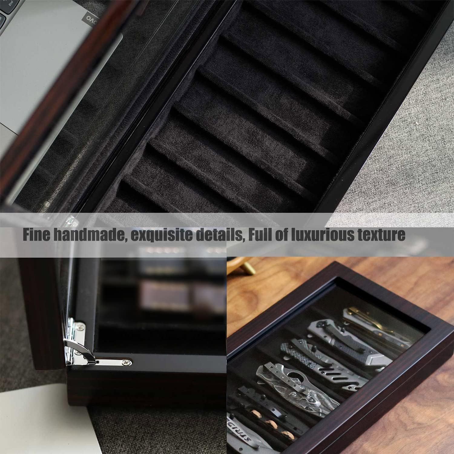 Besforu 8 Pocket Knife Display Case Organizer with Glass Window