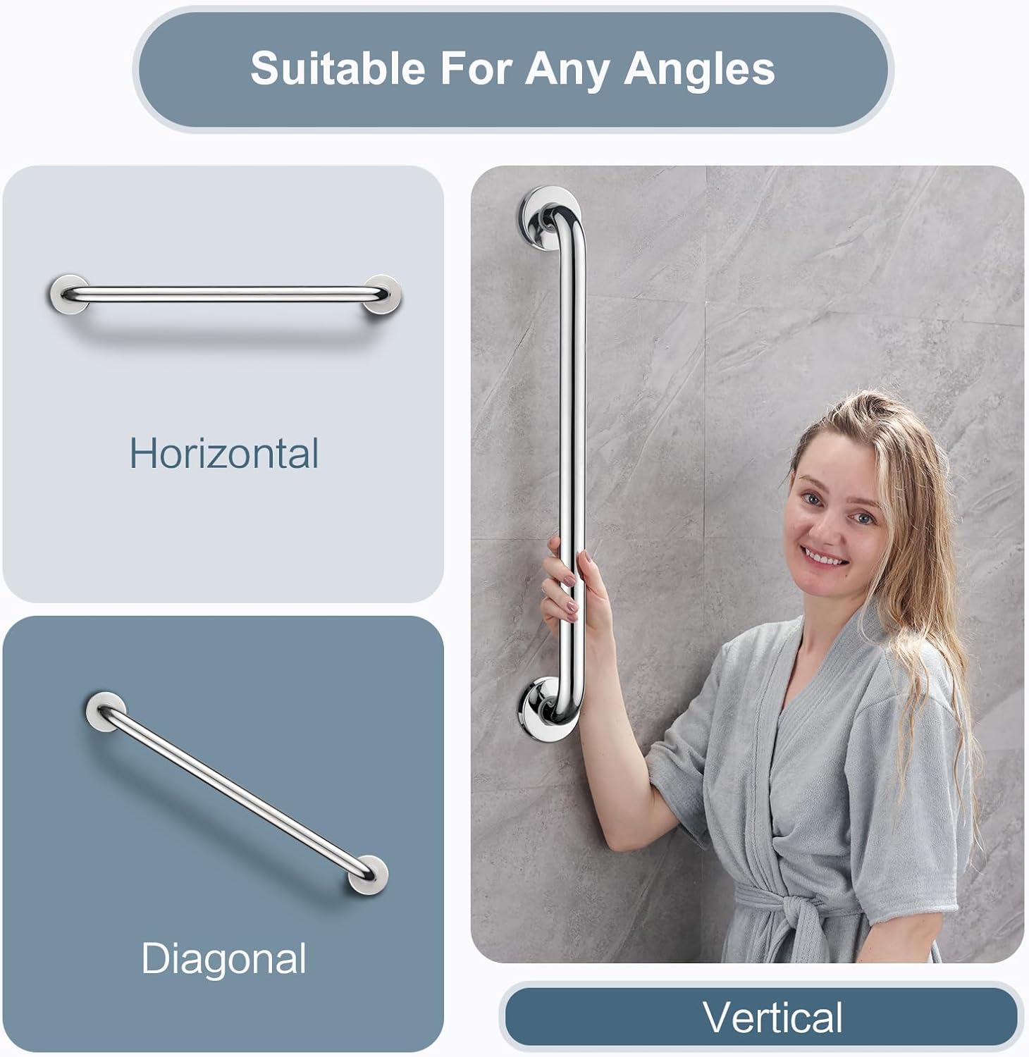 BRIGHT SHOWERS Dual shower head combo with grab bar
