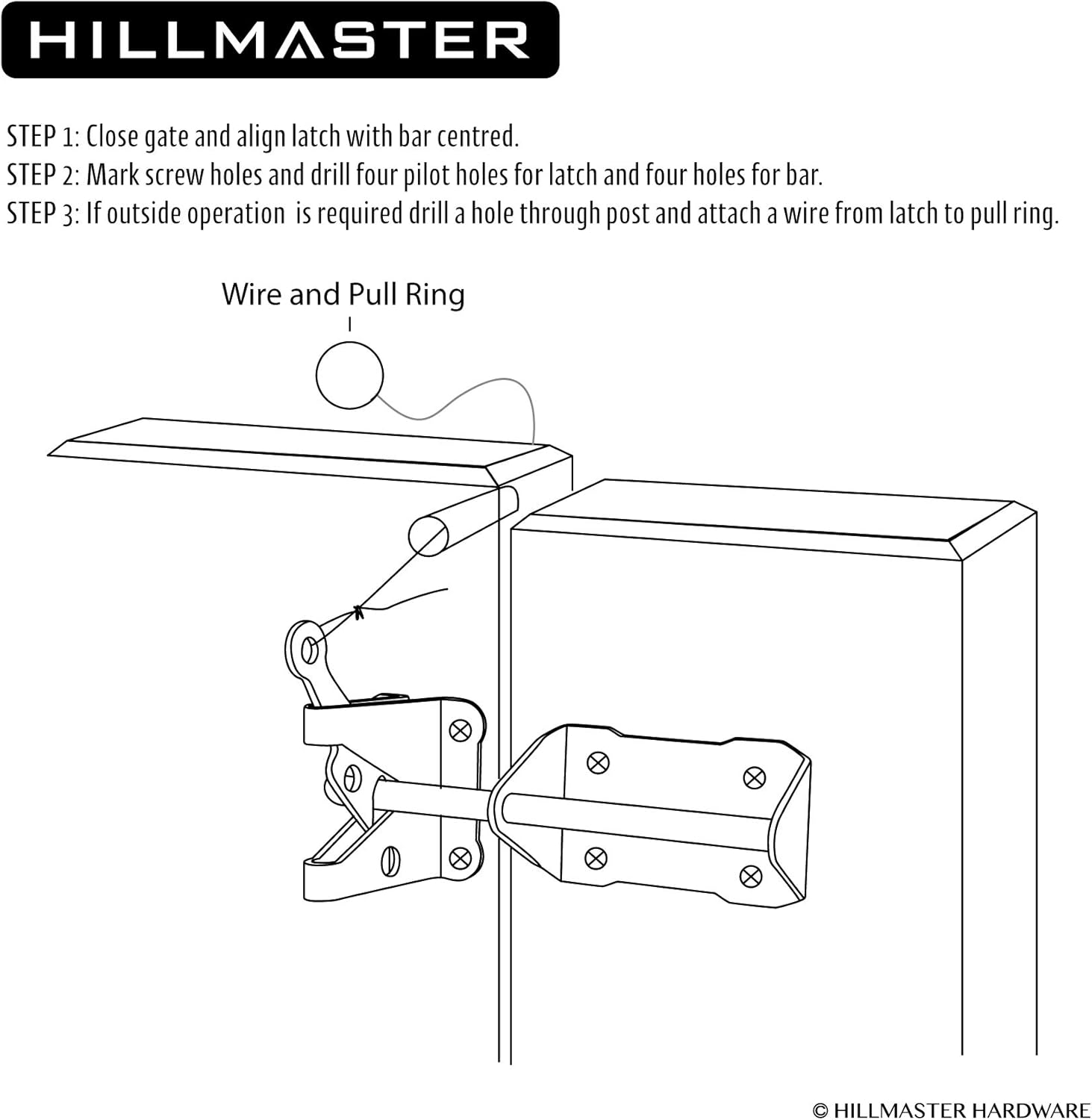 HillMaster Heavy Duty Automatic Gate Latch with Pull String