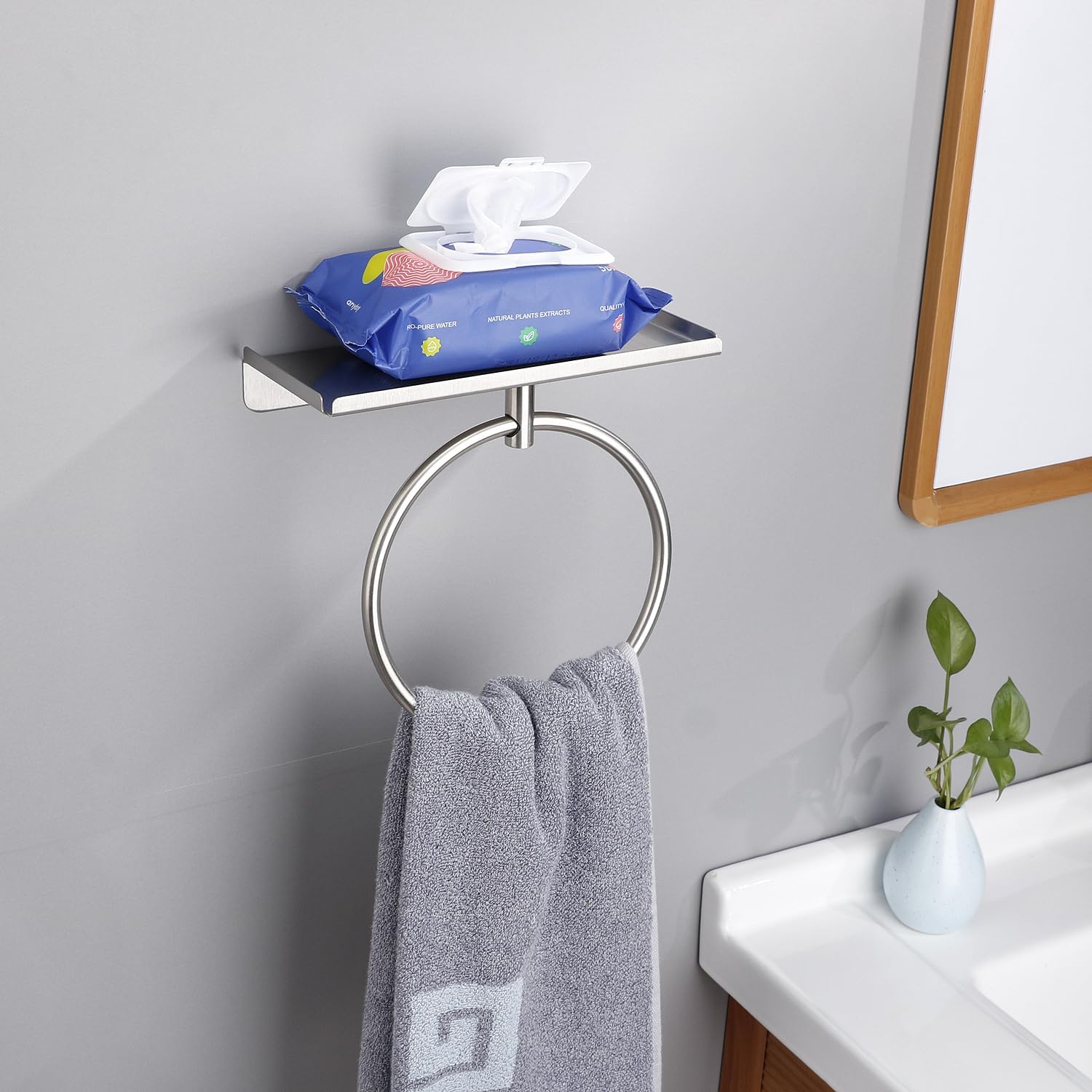 FKmindyq Bath Towel Ring with Shelf