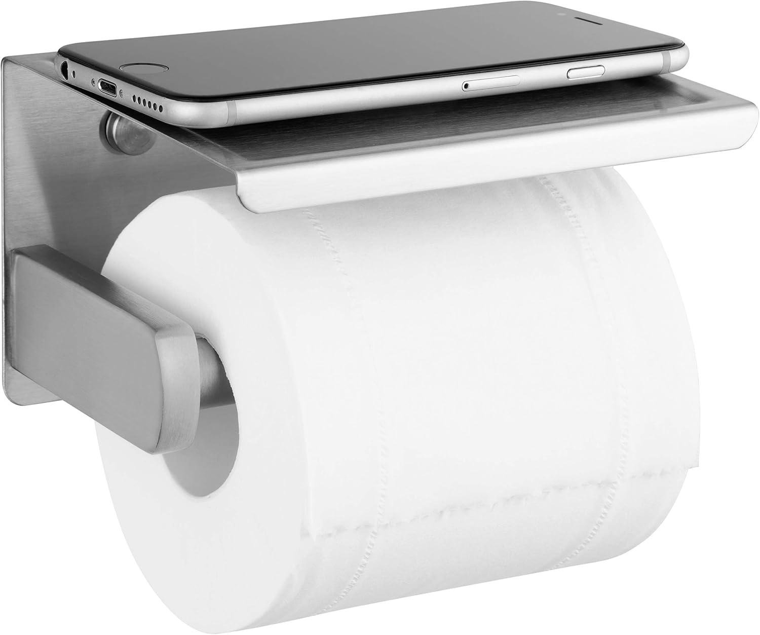 Brushed Nickel Toilet Paper Holder with Shelf Self Adhesive and Wall Mount