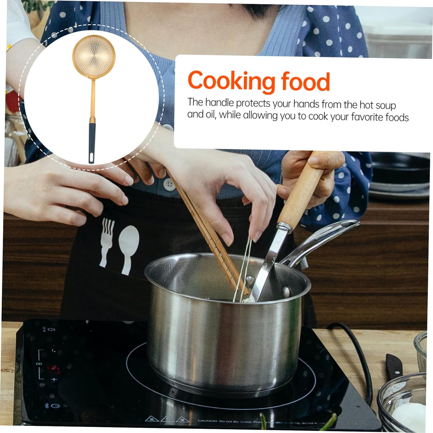 GRADENEVE 1pc Colander Skimmer Spoon with Handle