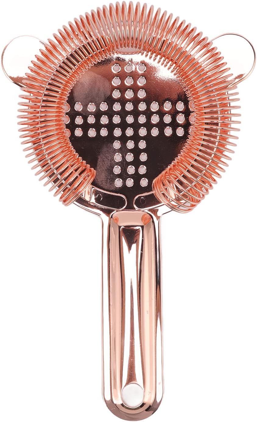 Cocktail Strainer with Rose Gold Finish for Home Bar Use