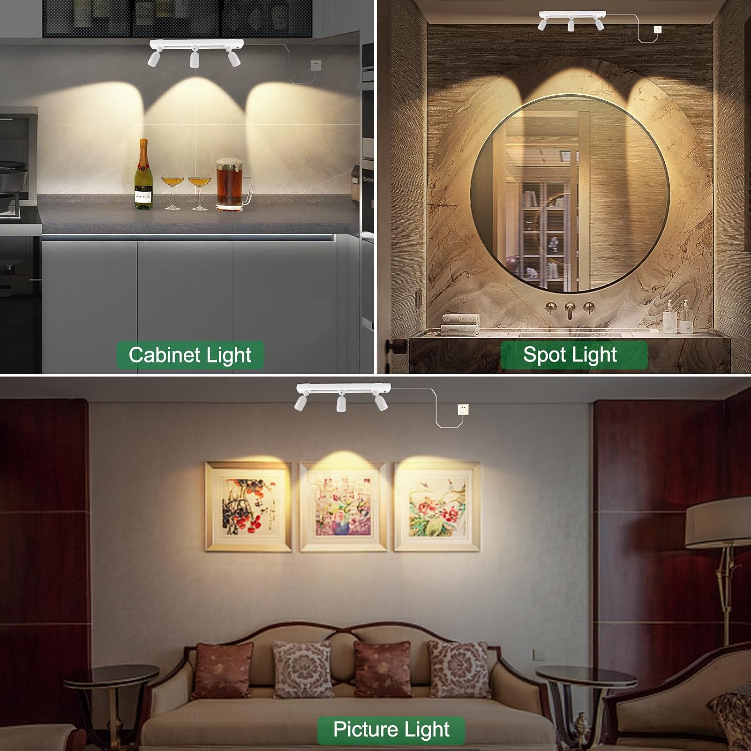 LUXSWAY Dimmable LED Track Light with Remote and 3 Adjustable Heads 1