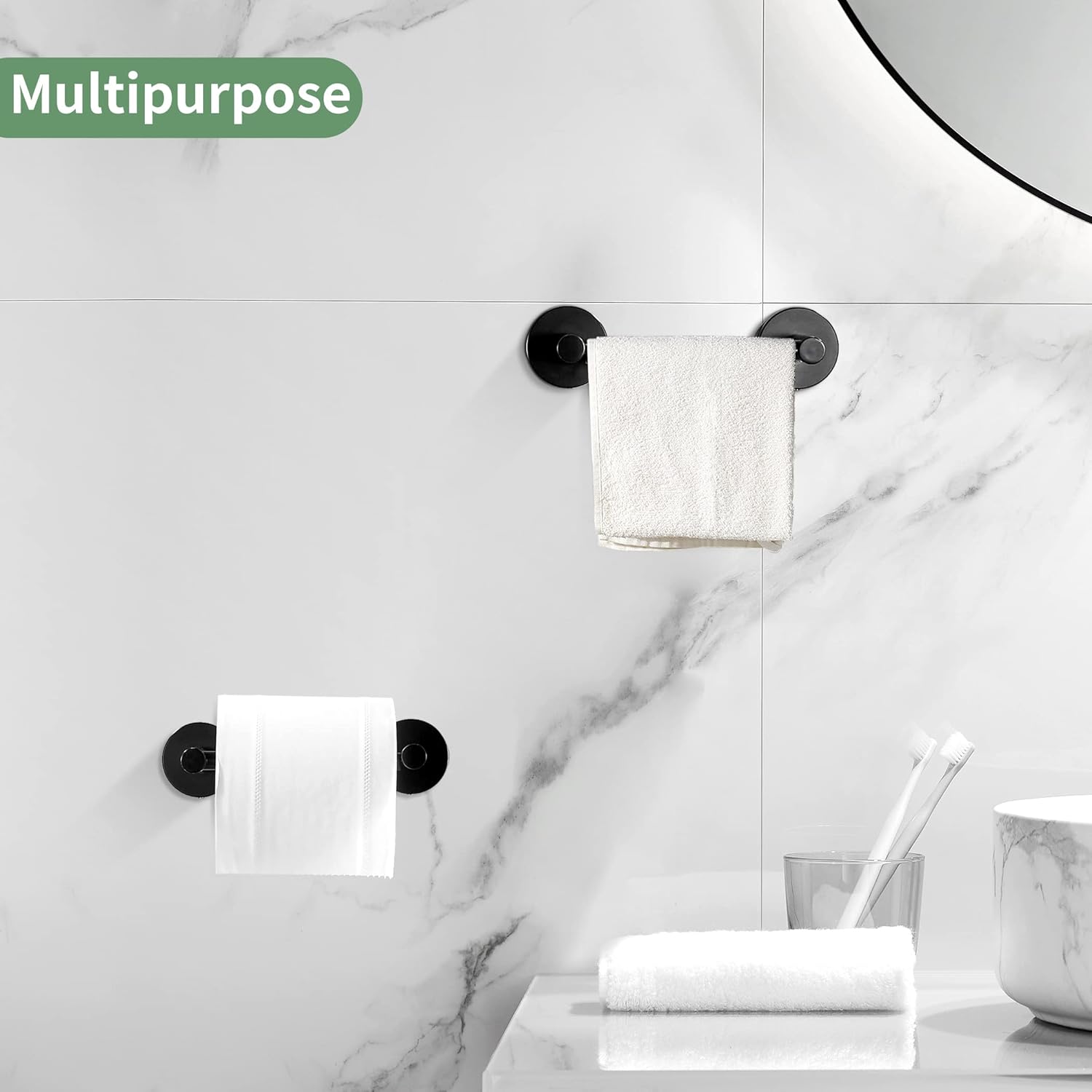 FORBATH Black Toilet Paper Holder 2 Pieces Wall Mount