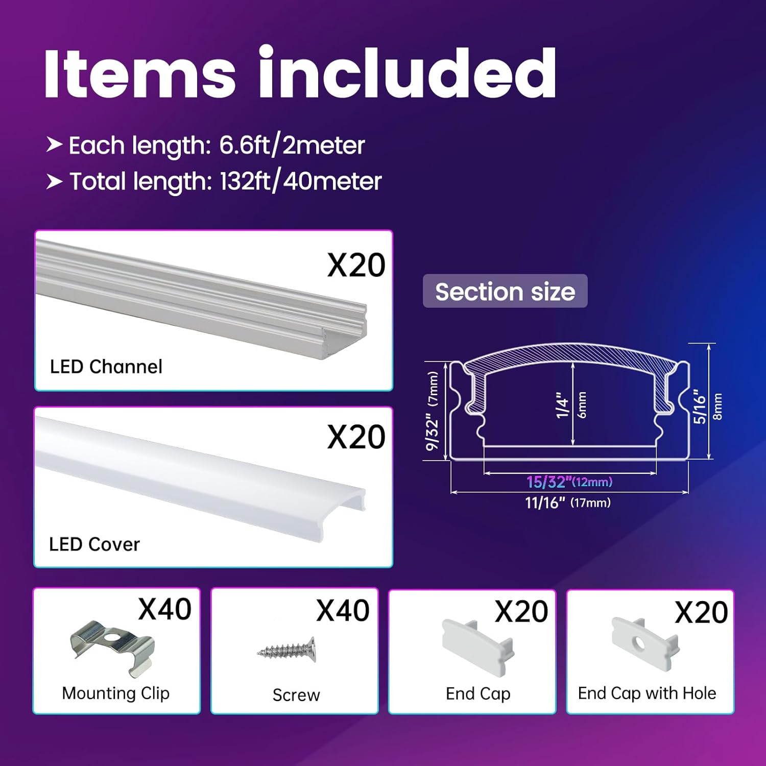 Muzata 164FT LED Strip Light High Intensity 96LEDsm Silver Aluminum Channel System