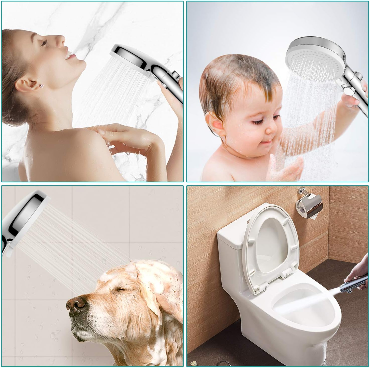 Adjustable 3-Mode Handheld Shower Head with Hose and Valve