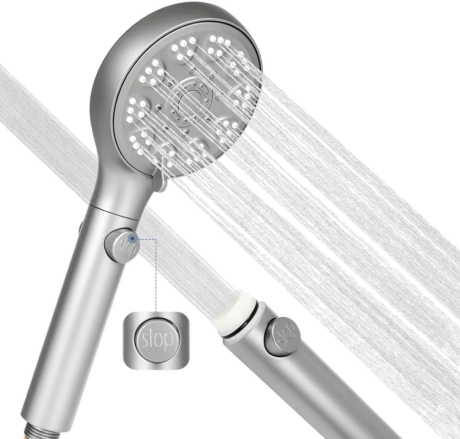 Fast-Flowing Self-Cleaning Pressure-Saving Handheld Shower Head