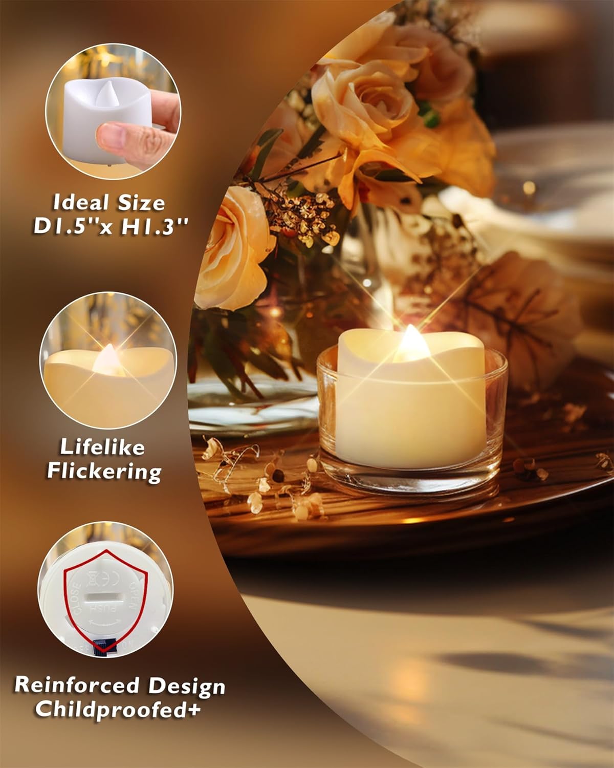 Homemory 72-Pack Battery Operated Flameless Tea Lights