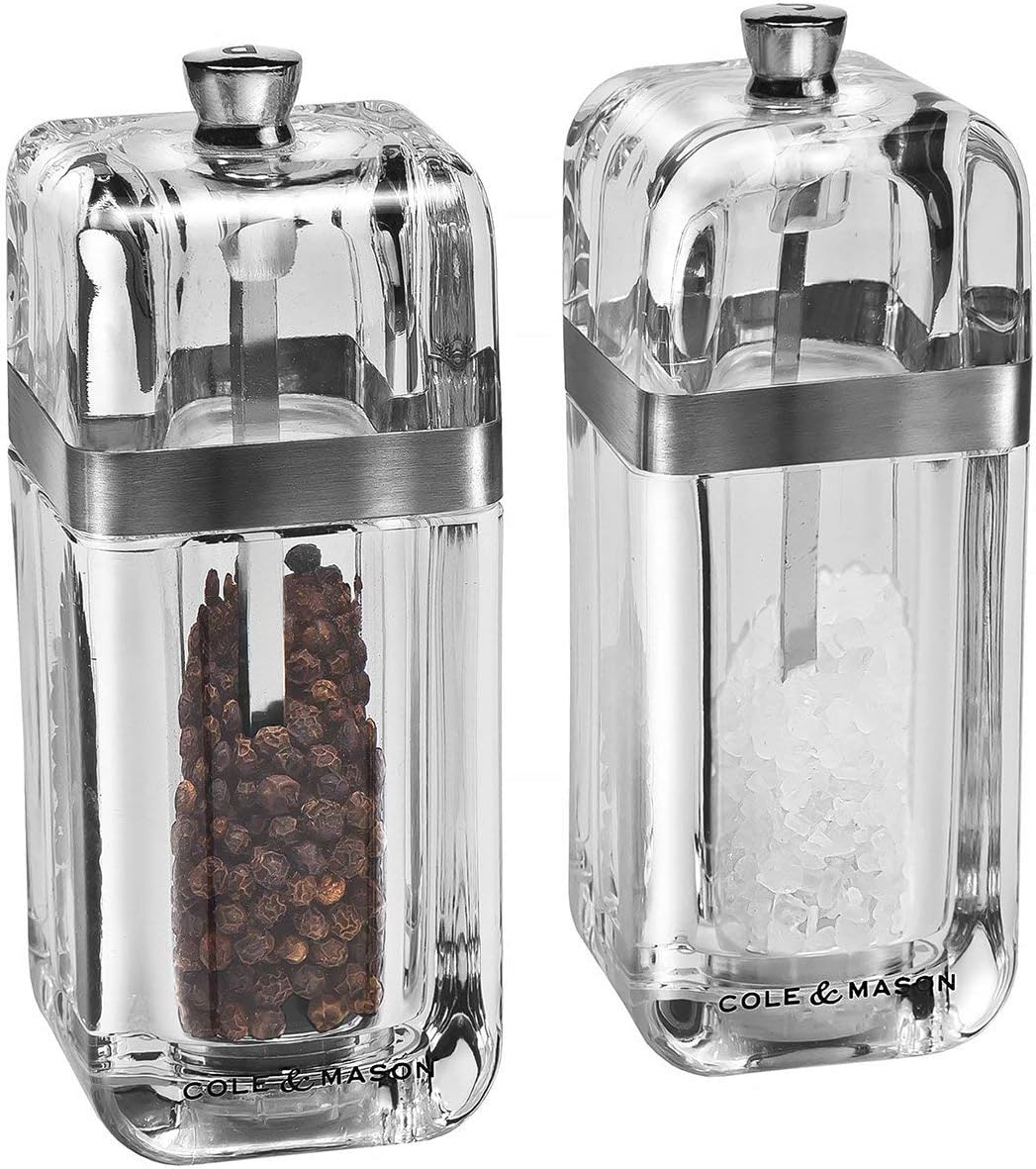Cole Mason Precision Kempton Salt Pepper Shaker Set 130mm Clear