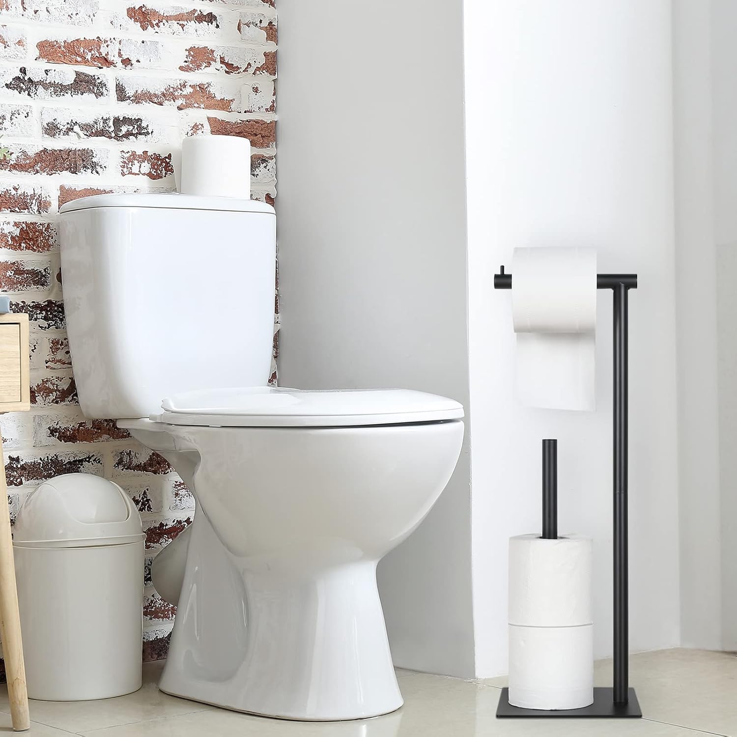 Sunexinlo Toilet Paper Holder Stand Set of 2 Black