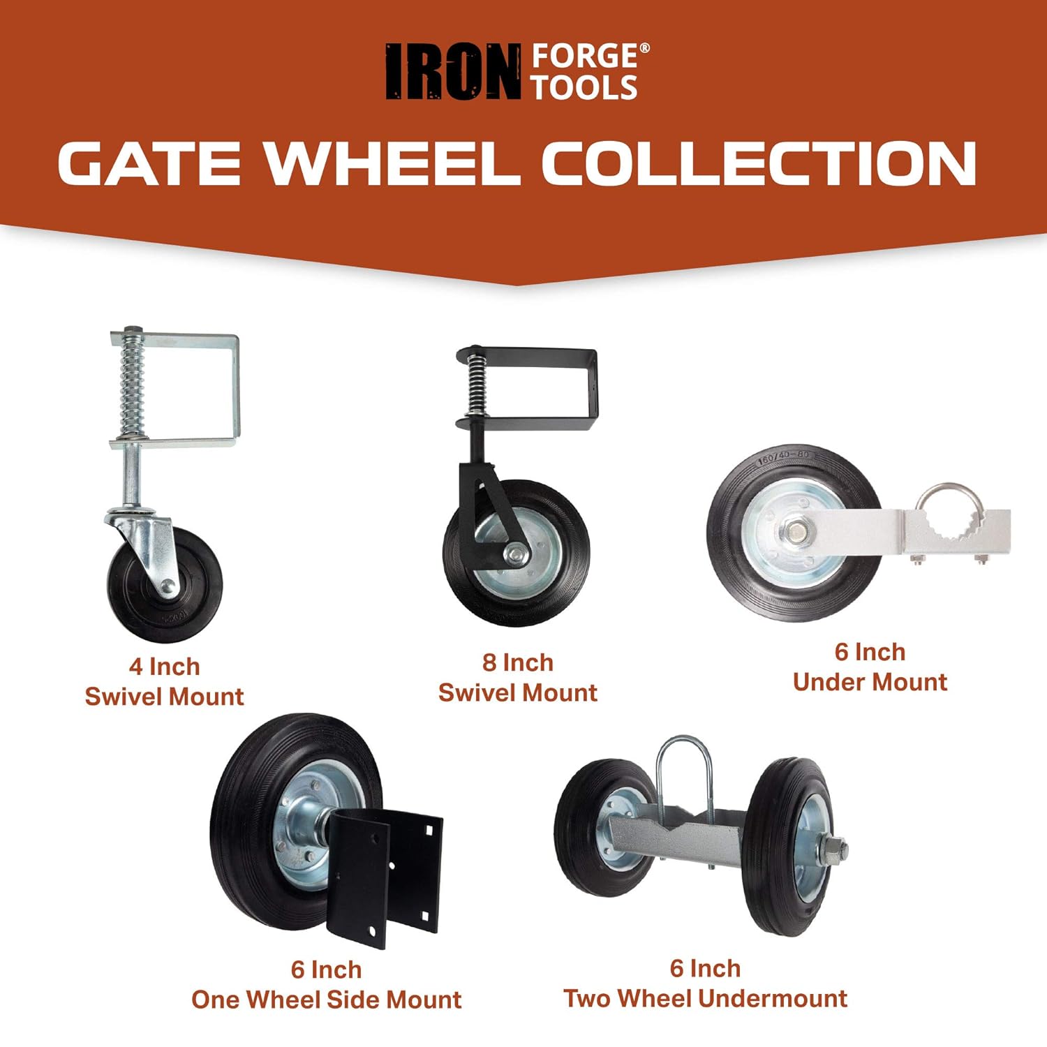 Durable 6-Inch Steel Fence Gate Wheel