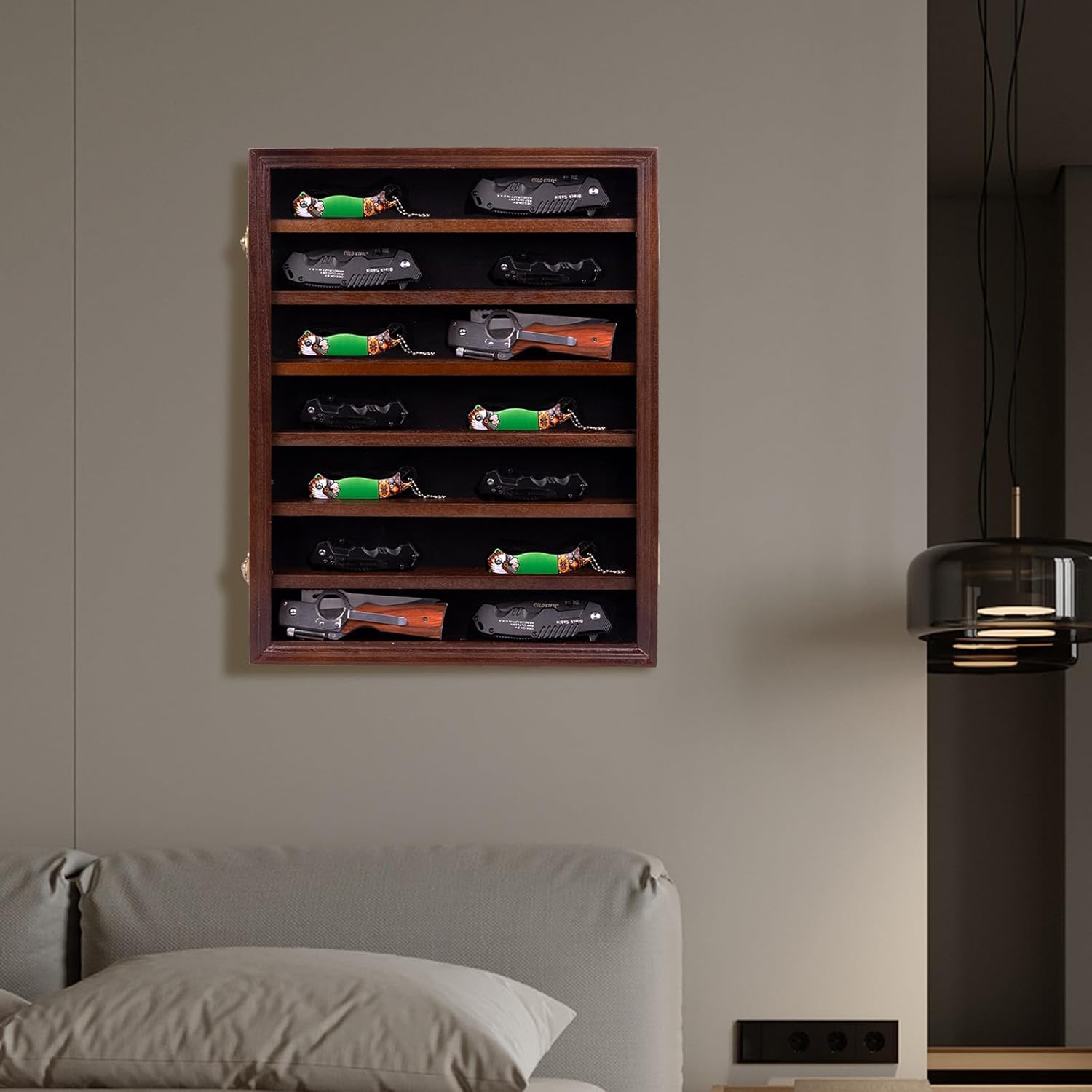 WodGod 7 Layers Knife Display Case with 6 Shelves Cherry