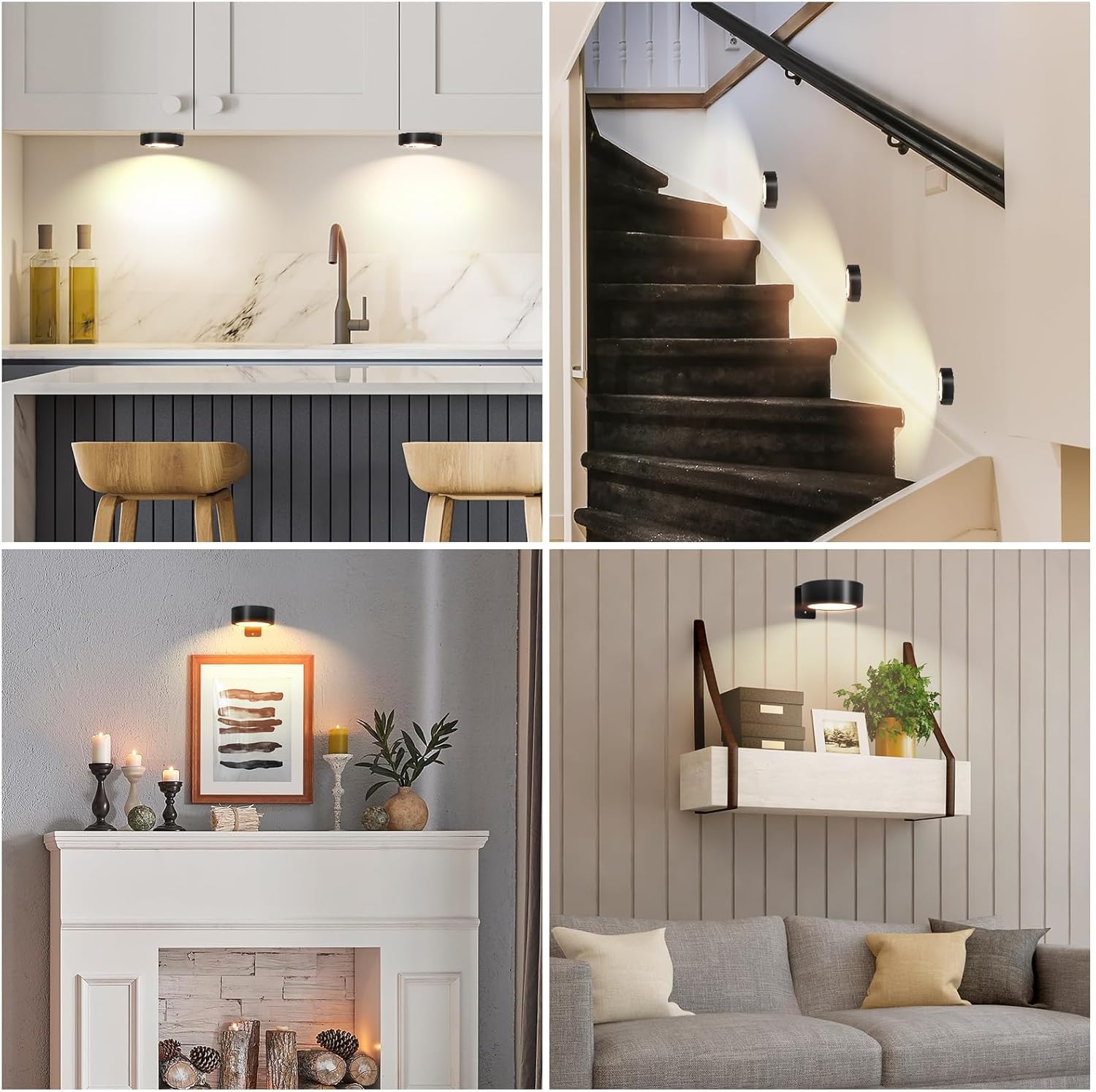 TTQ 4PCS Magnetic Wall Light with 3 Modes Dimmable