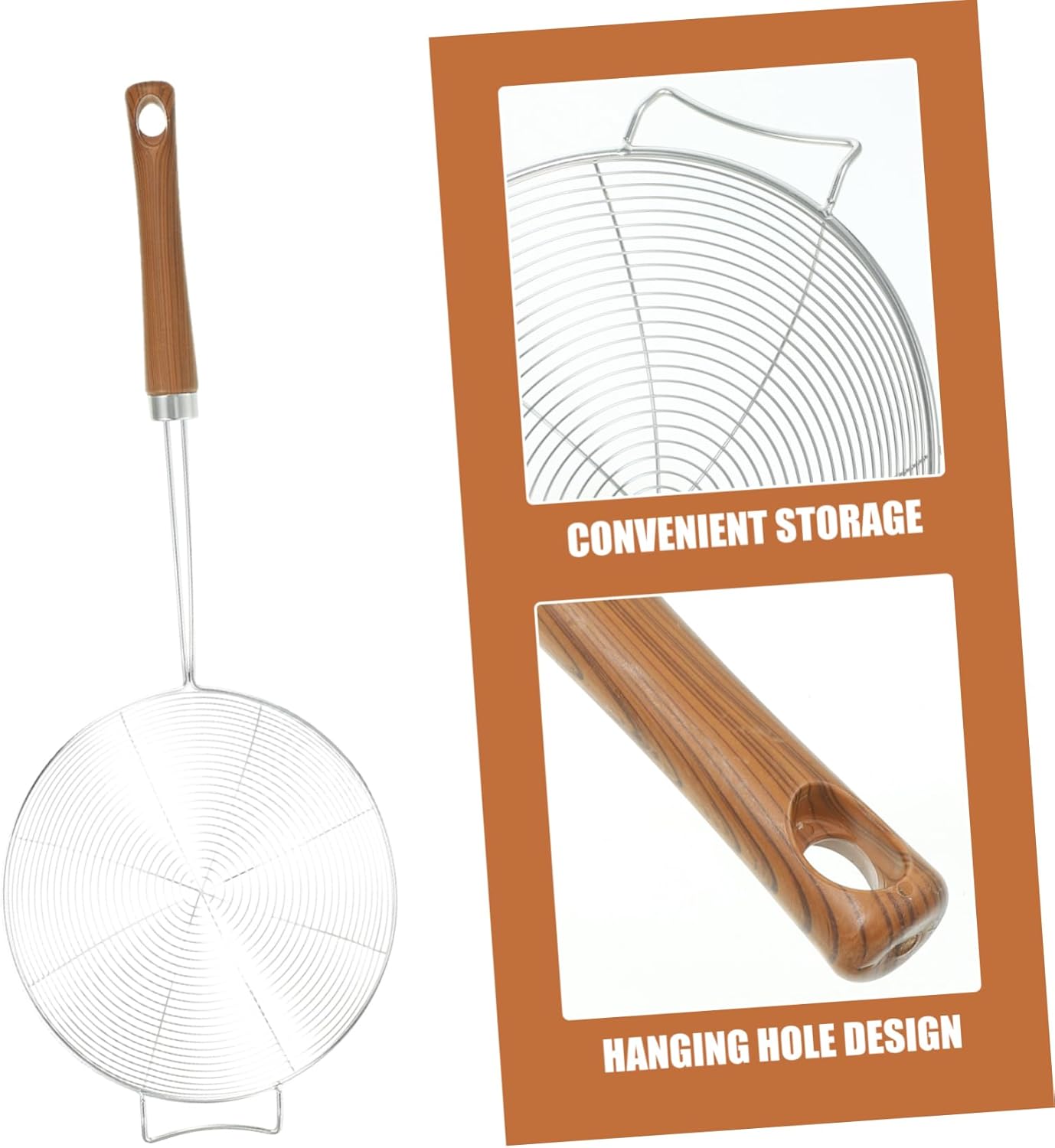 304 Stainless Steel Colander with Wooden Handle Spider Skimmer