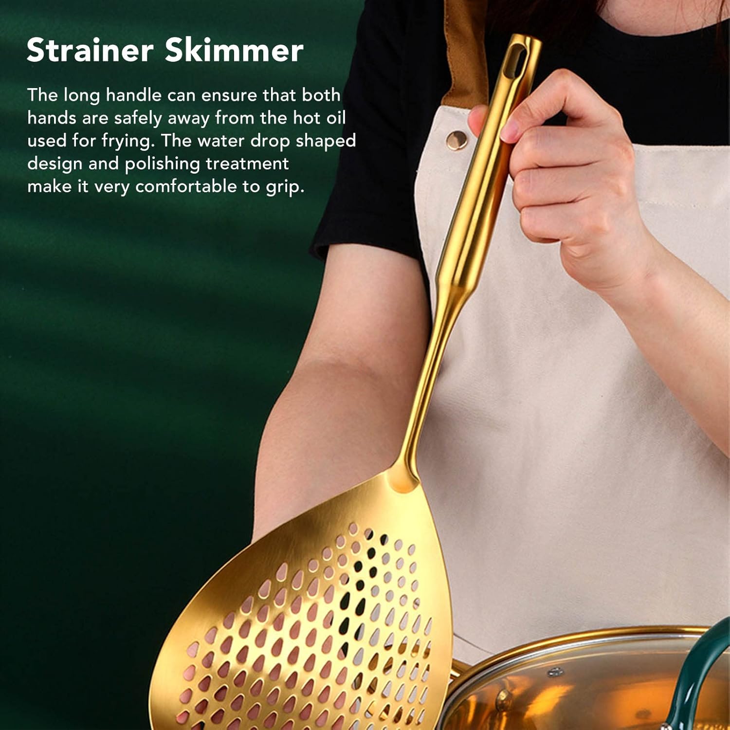 Fdit 304 Stainless Steel Skimmer Ladle with Long Handle