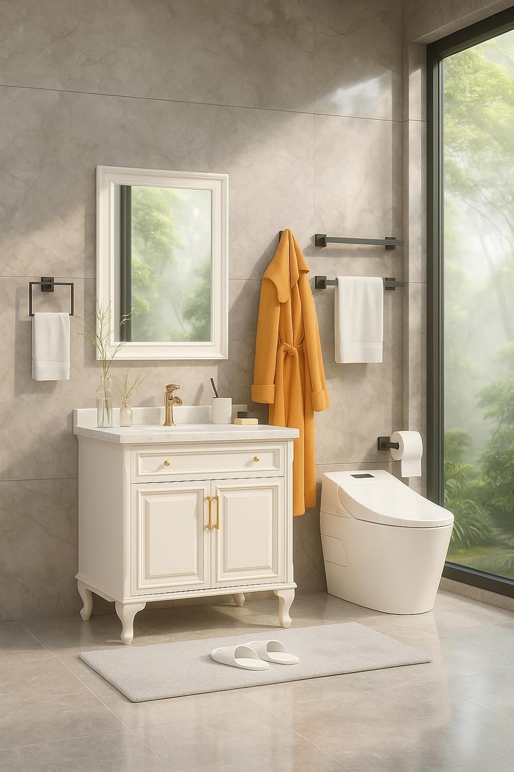 INDARE Matte Black 5-Piece Bathroom Hardware Set