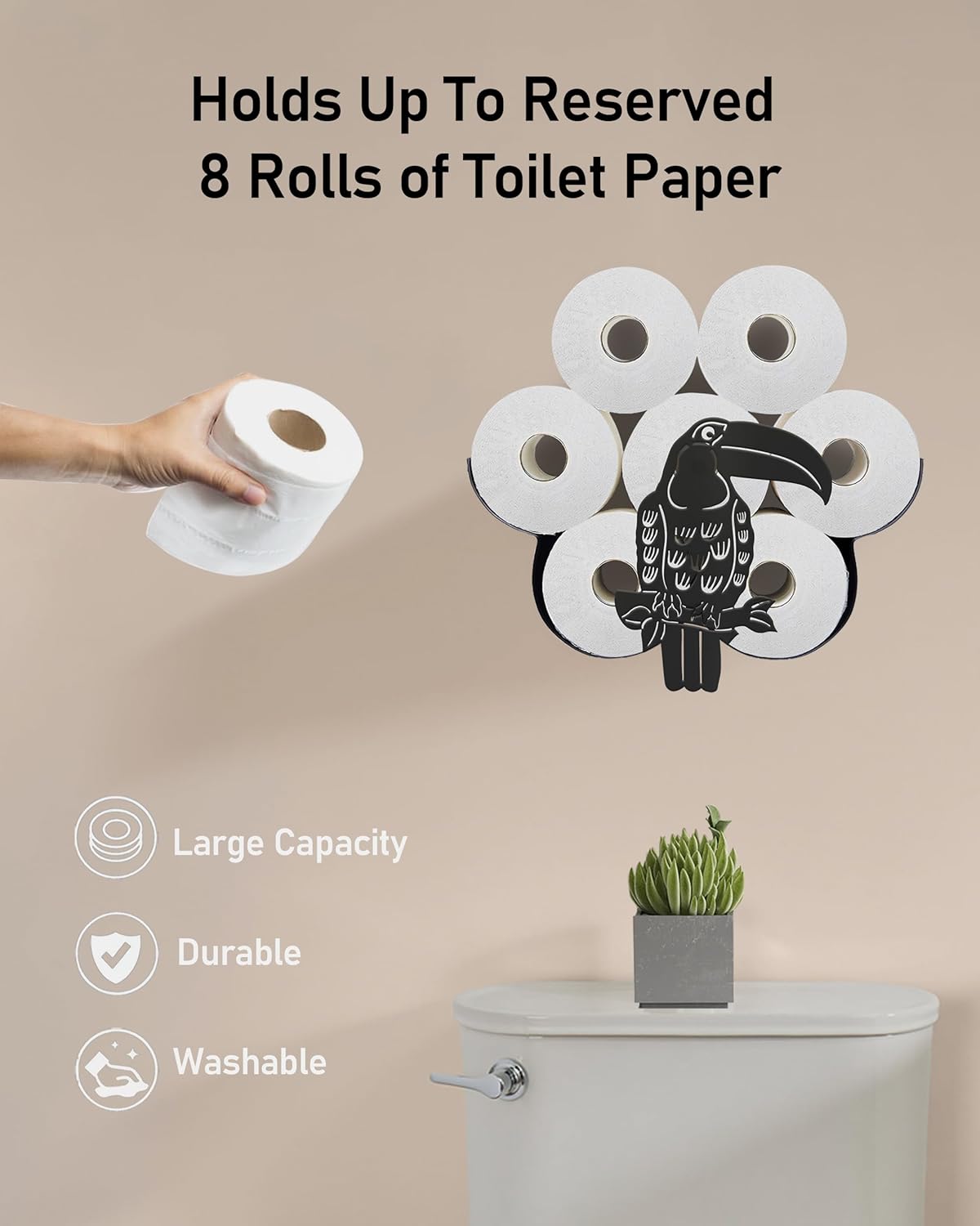 Toucan Toilet Paper Holder for 8 Rolls