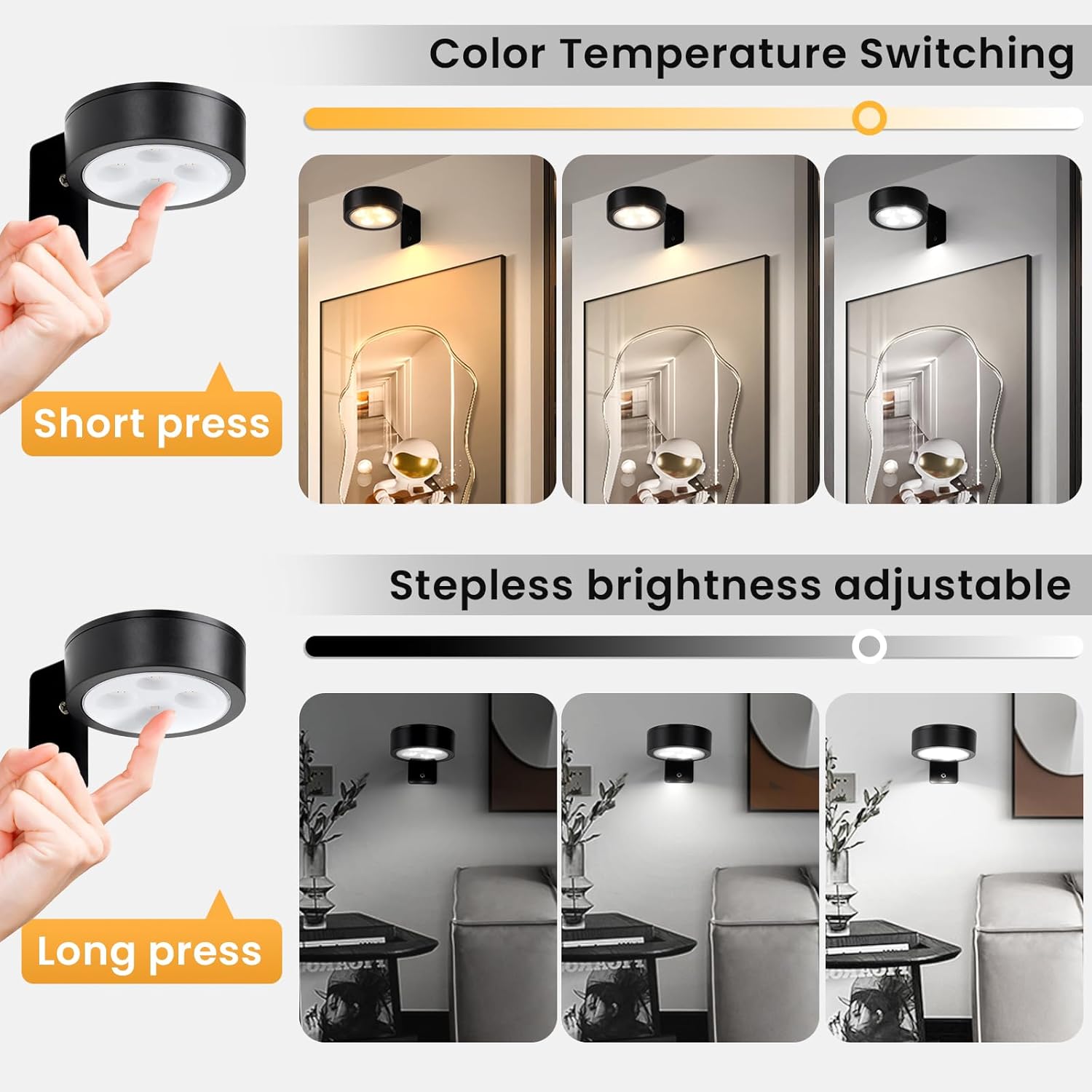KELUOLY 4-Pack Picture Light with Remote and Dimmable Timer