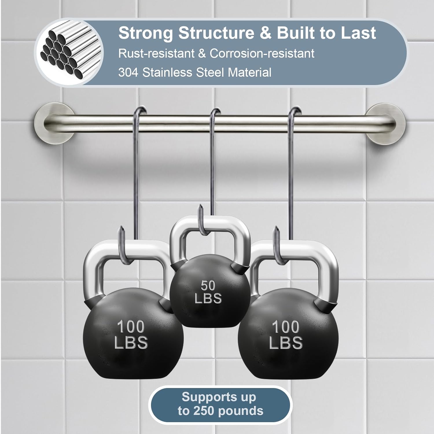 Bright Showers Dual Shower Head Grab Bar Set