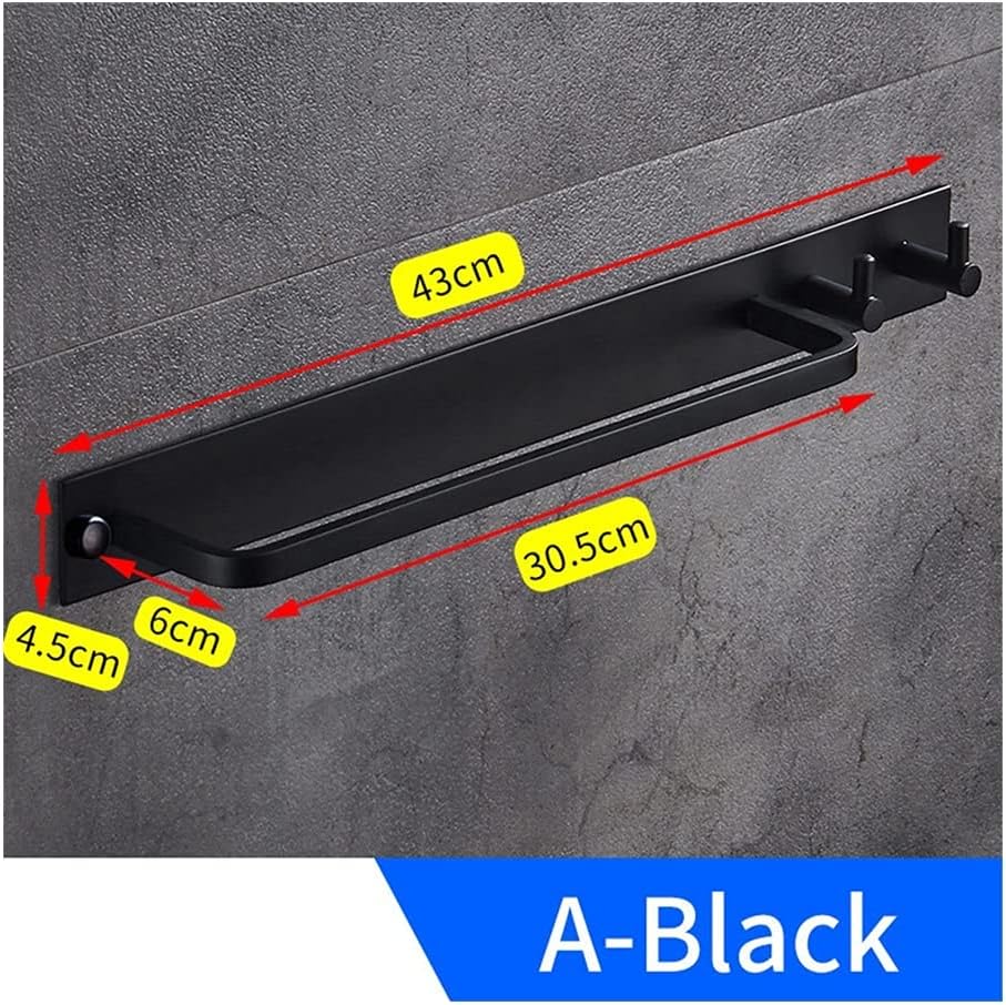 ANNBKA Black Aluminum Towel Bar with 2 Hooks 1