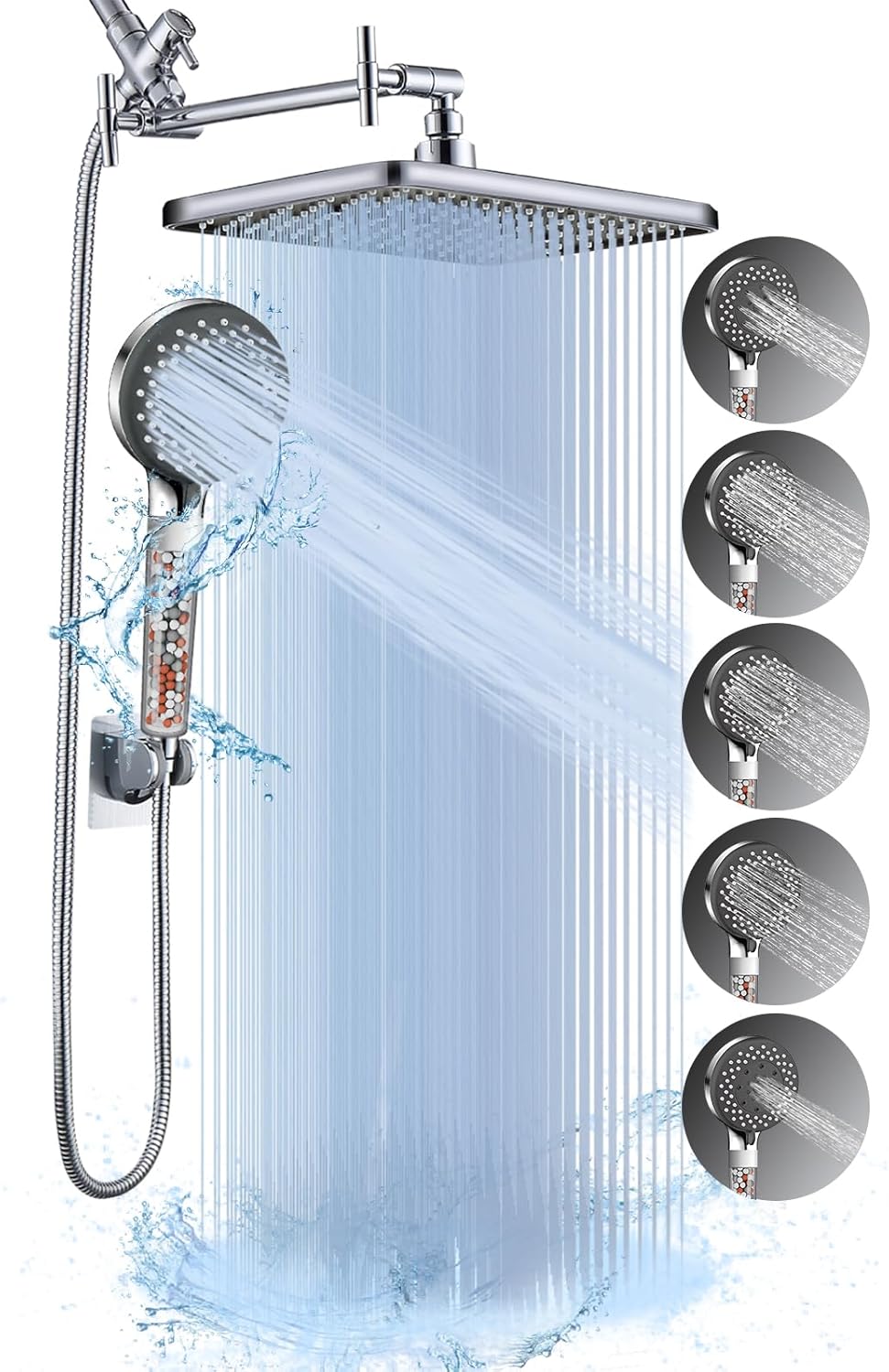 Filtered Shower Head 12 Square Rain Combo