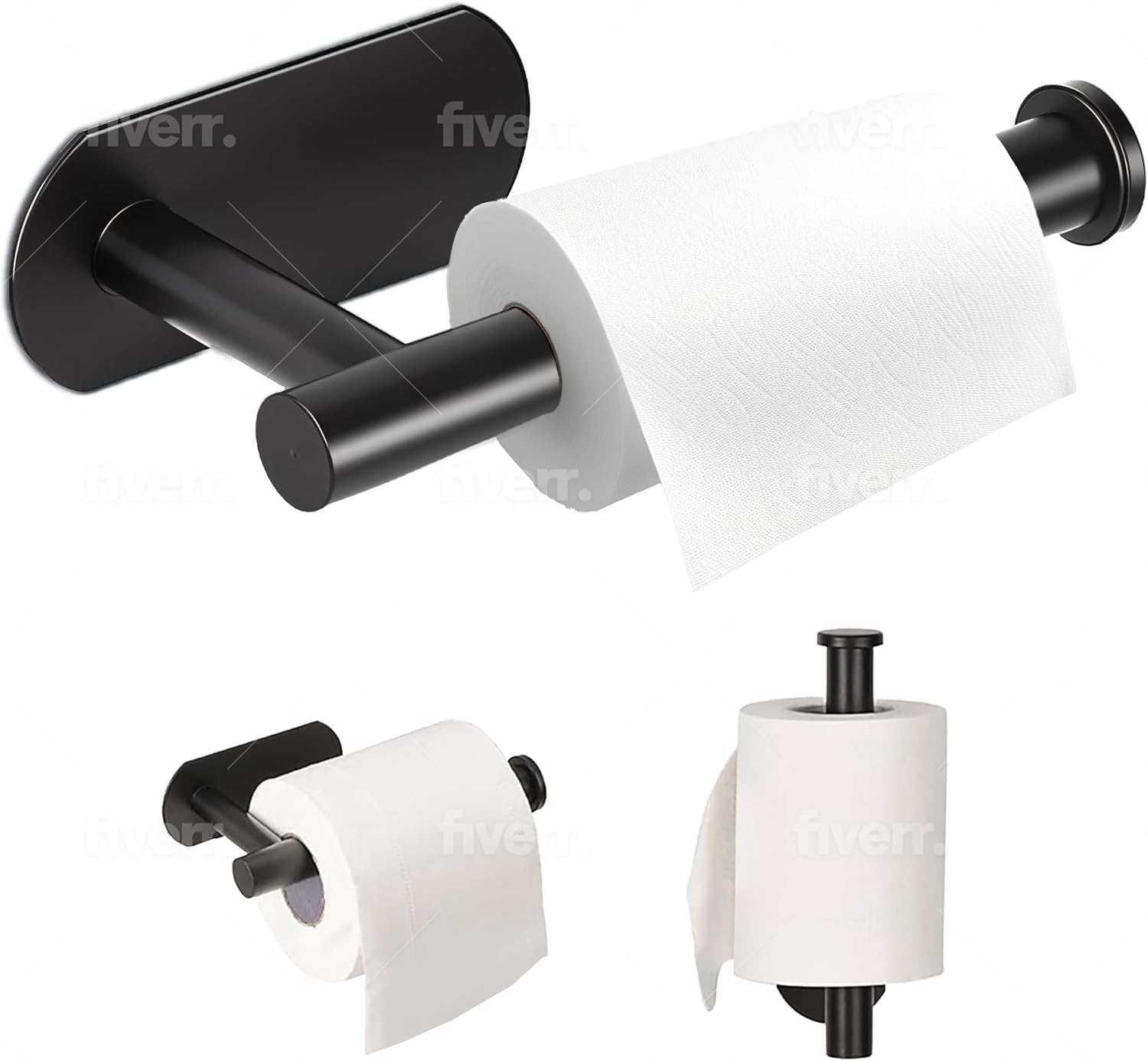 Convenient Black Toilet Paper Holder Batman Style No Drilling Adhesive Wall Mount