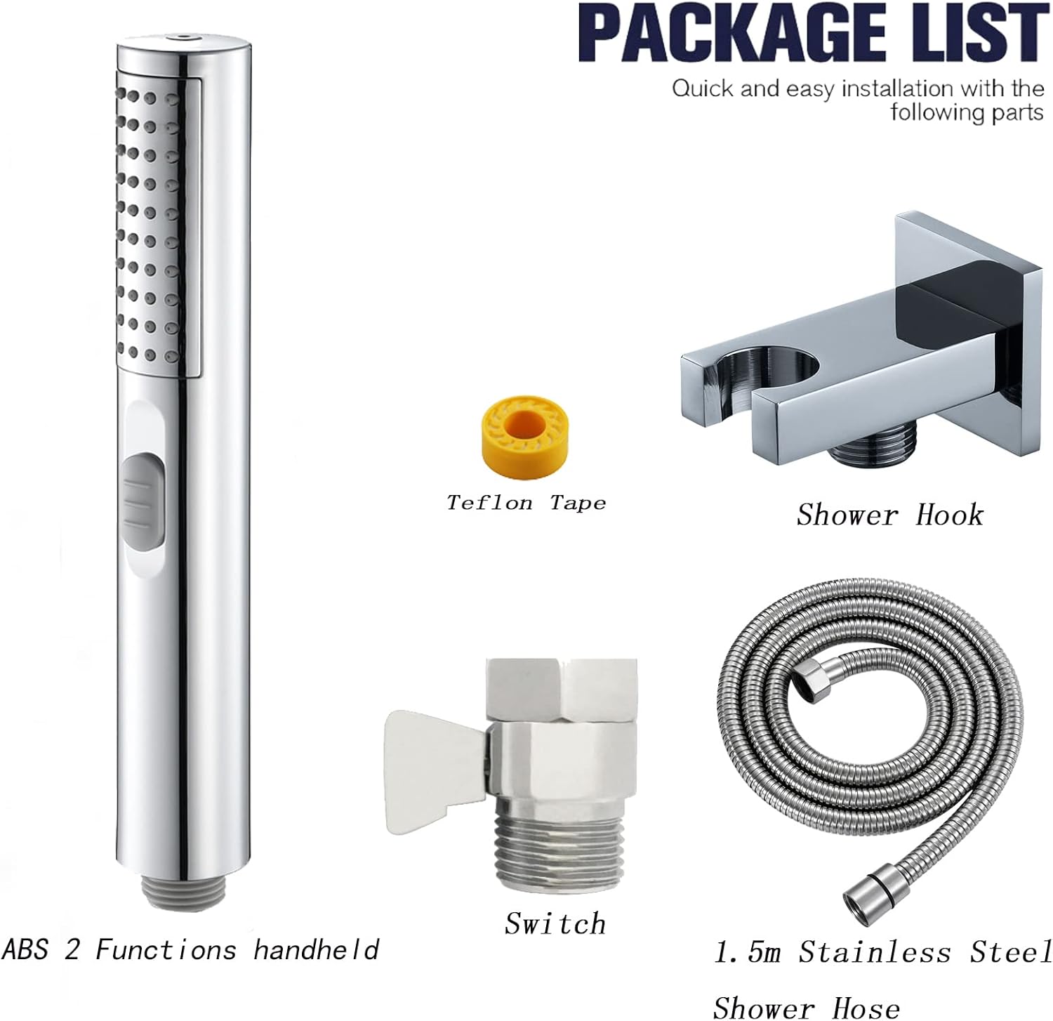 2-in-1 Handheld Shower Head with Spray Mode