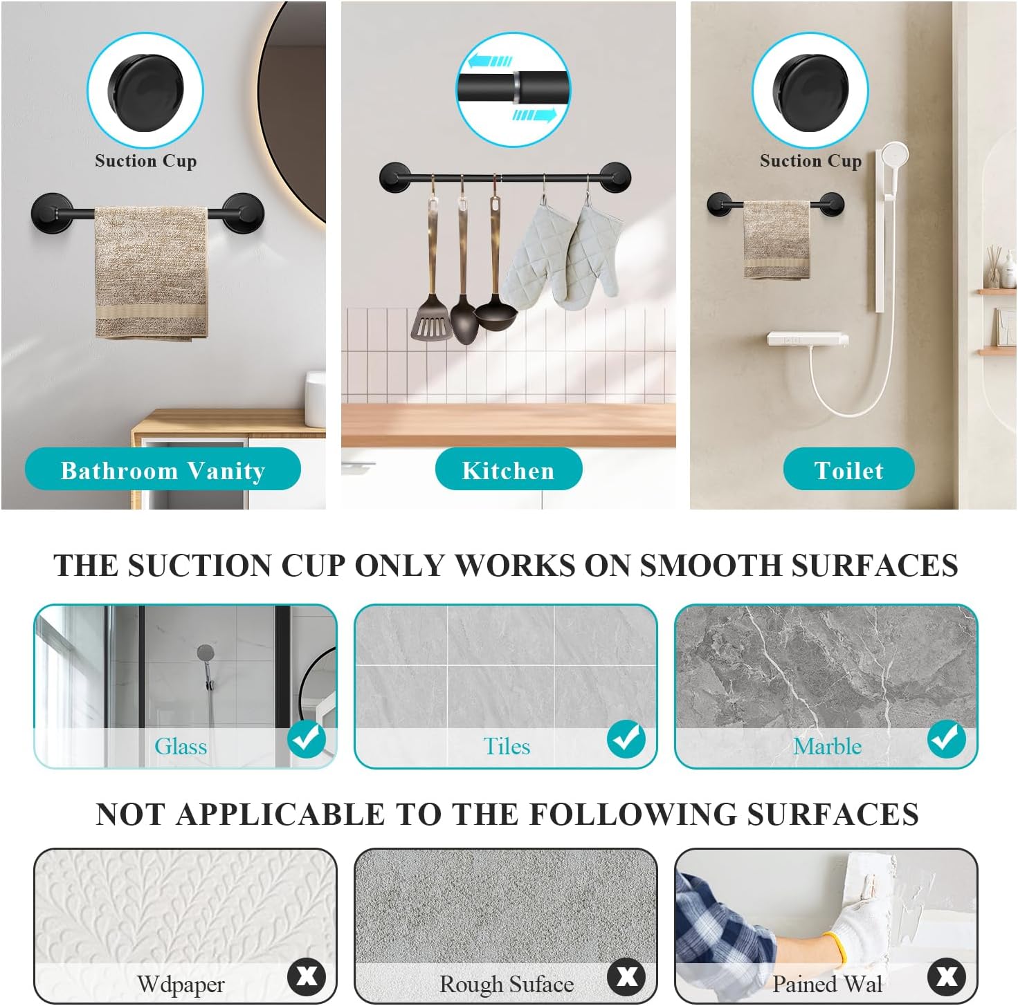 Annatuoli 5 Piece Suction Cup Bathroom Accessories Set