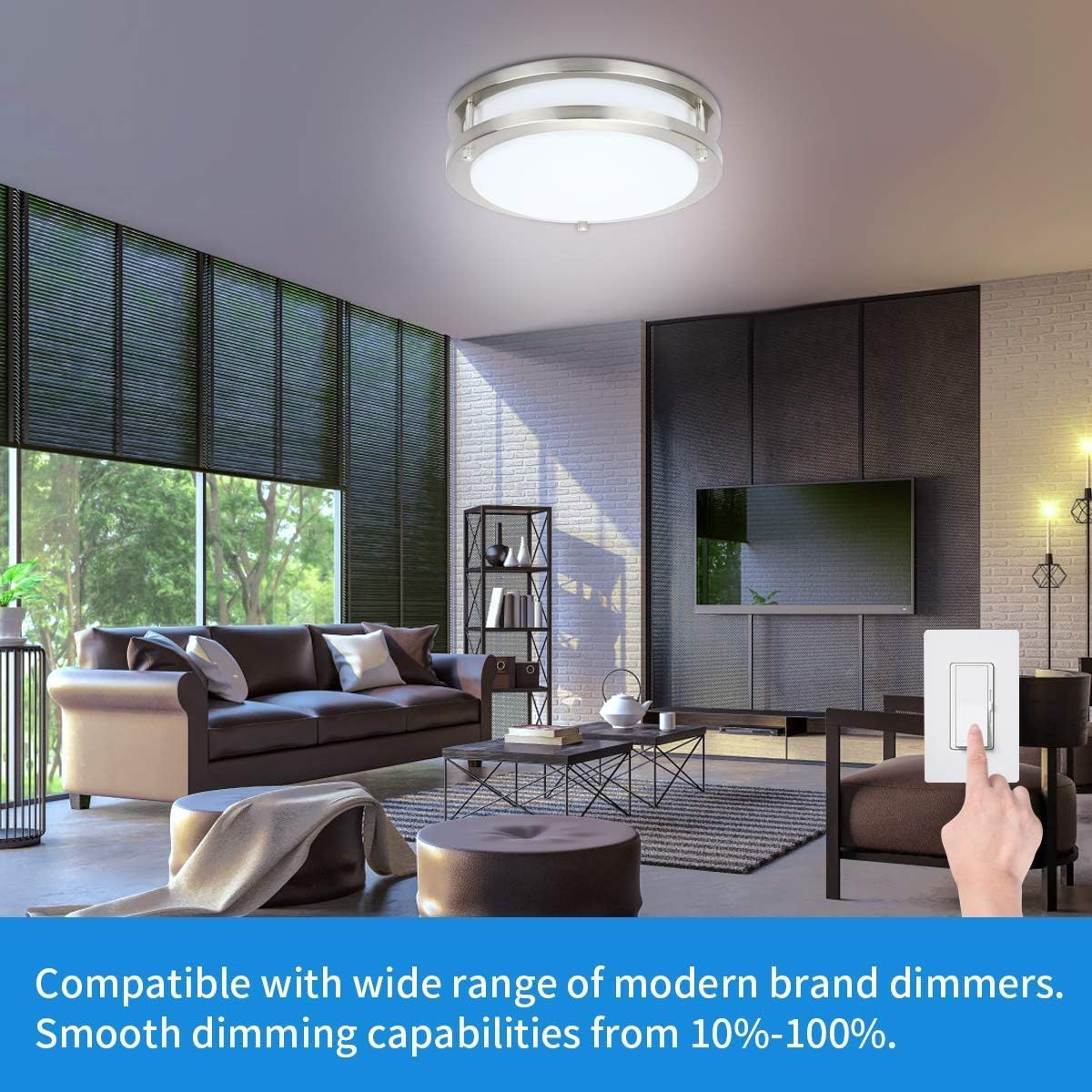 Drosbey 48W Dimmable LED Ceiling Light 132in Flush Mount