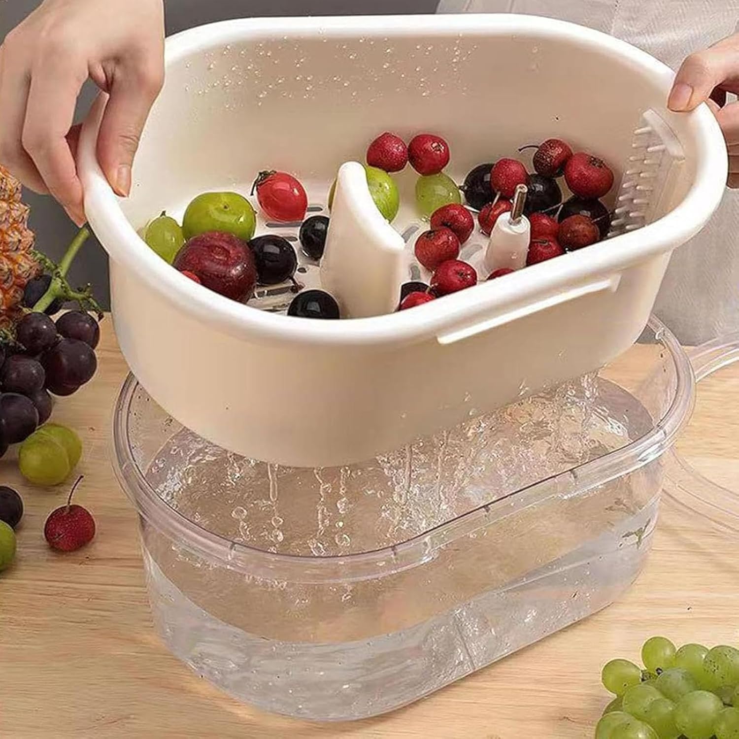 Cmeilau 2025 Fruit Cleaner Spinner Manual Portable