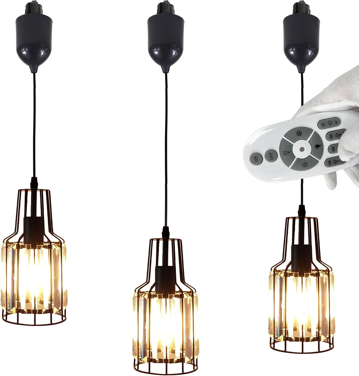 Adjustable Height Halo Pendant Light with Smart LED Bulbs
