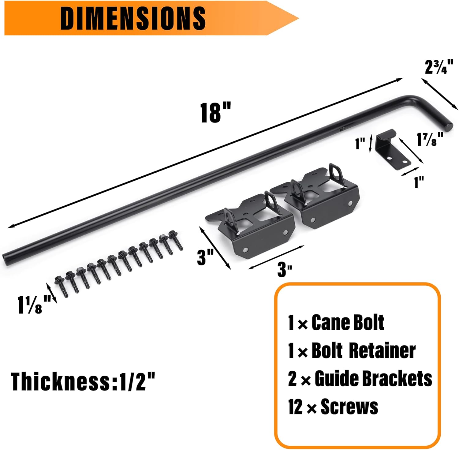 Upgrade 18 Heavy Duty Cane Bolt Gate Drop Rod
