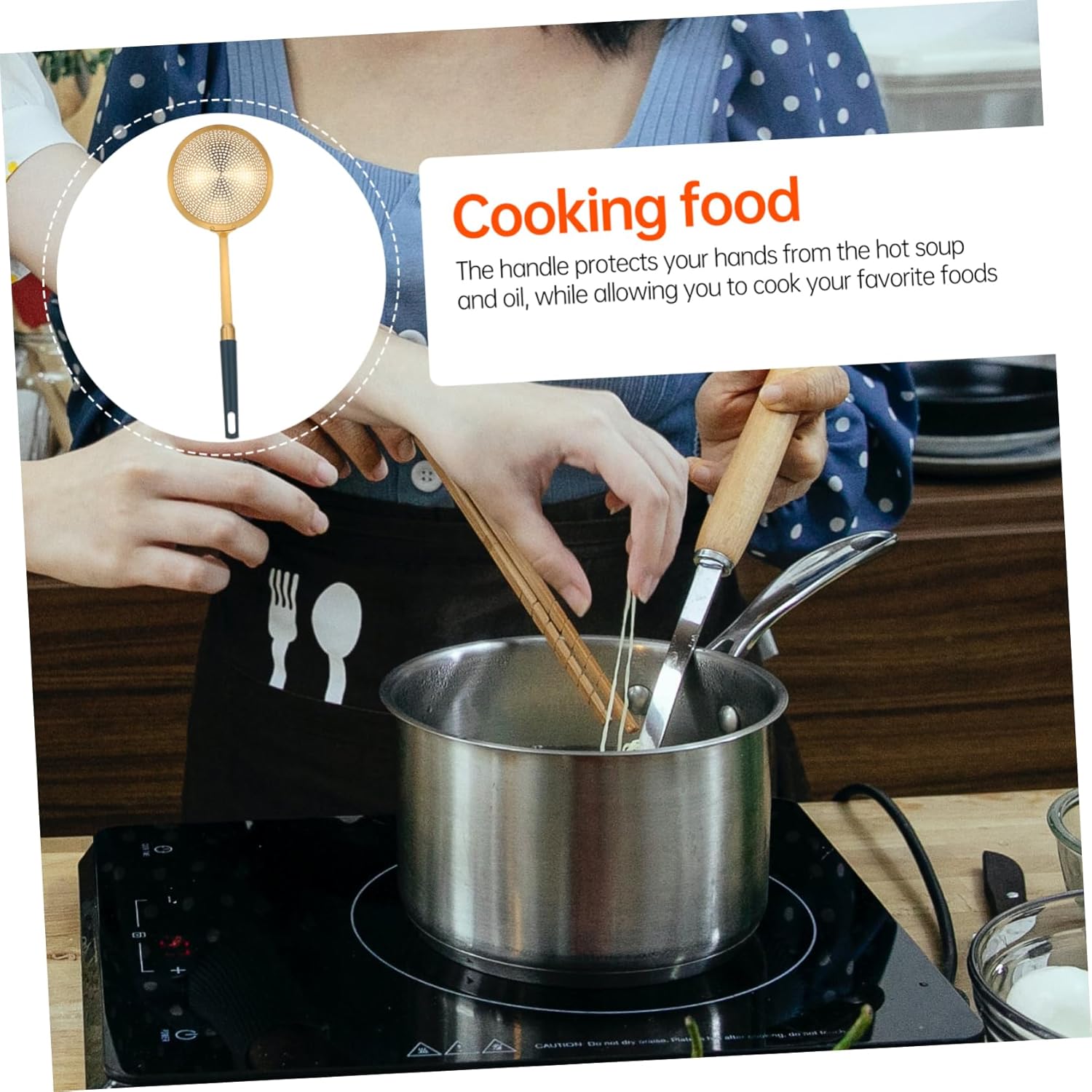 ABOOFAN Yellow Stainless Steel Skimmer Strainer Set