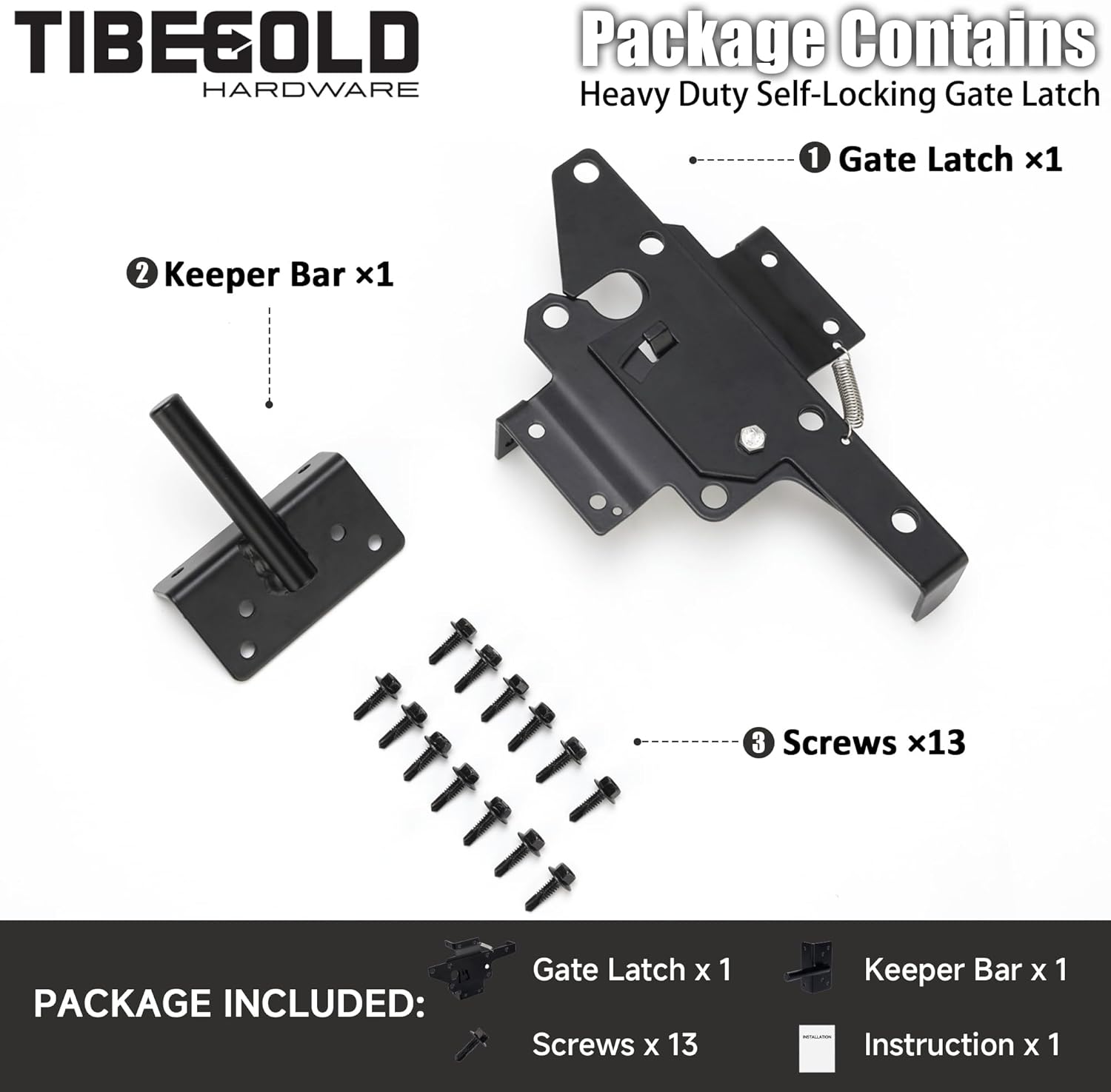 Self-Locking Gate Latch with Gravity Mechanism