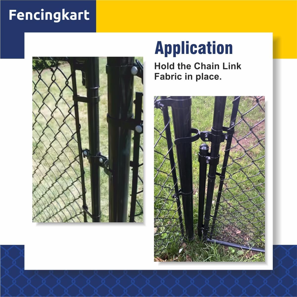 FencingKart Kennel Panel Clip Bands Secure Chain Link Fences Gates in Black
