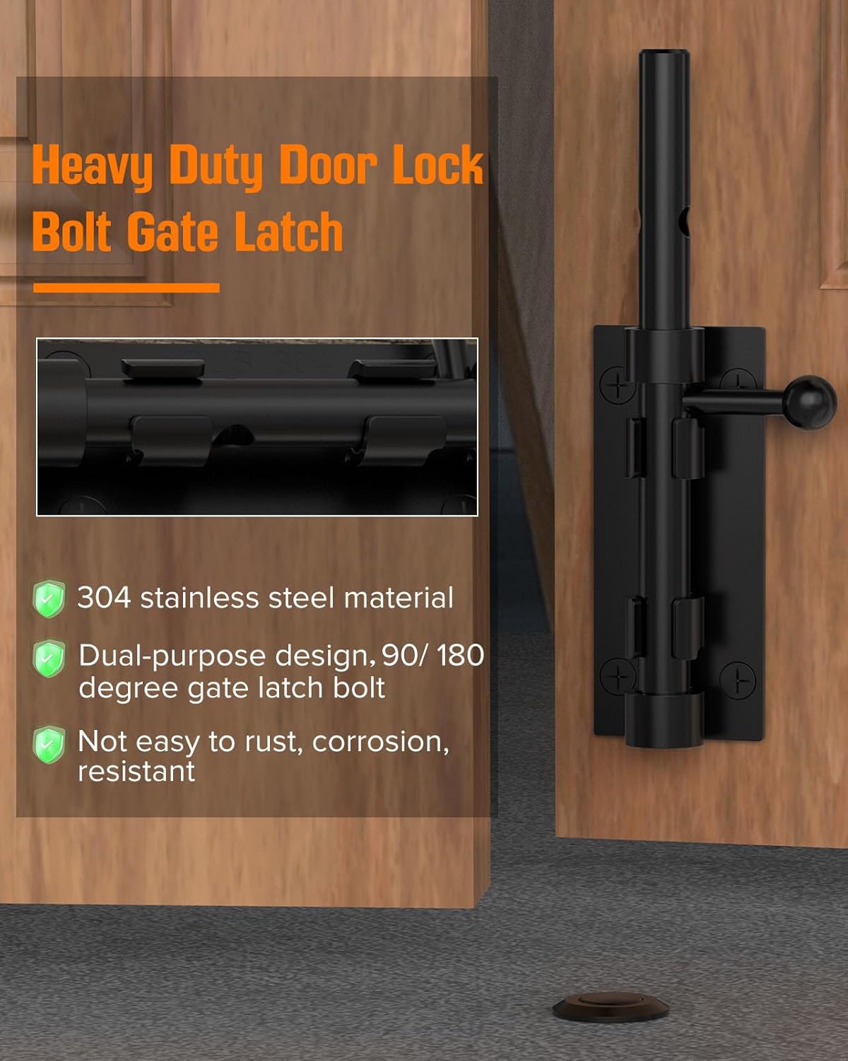 Barrel Bolt Latch 304 Stainless Steel Shed Door Lock