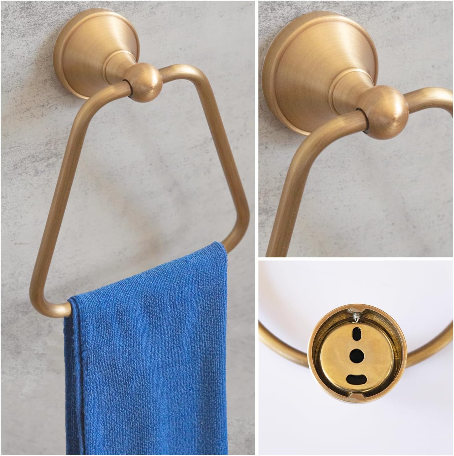 Celbon T-Shaped Bath Towel Ring with Antique Brass Finish 1