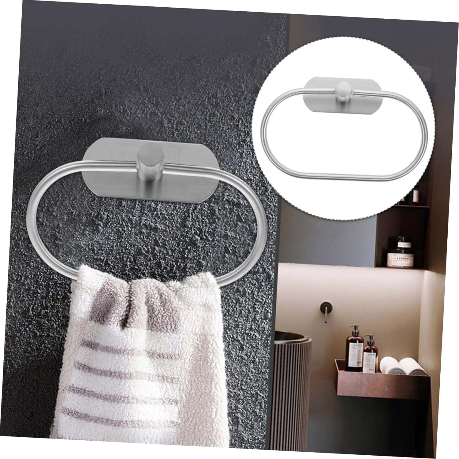 CRILSTYLEO Oval Towel Holder Rustproof Modern Bathroom Hook