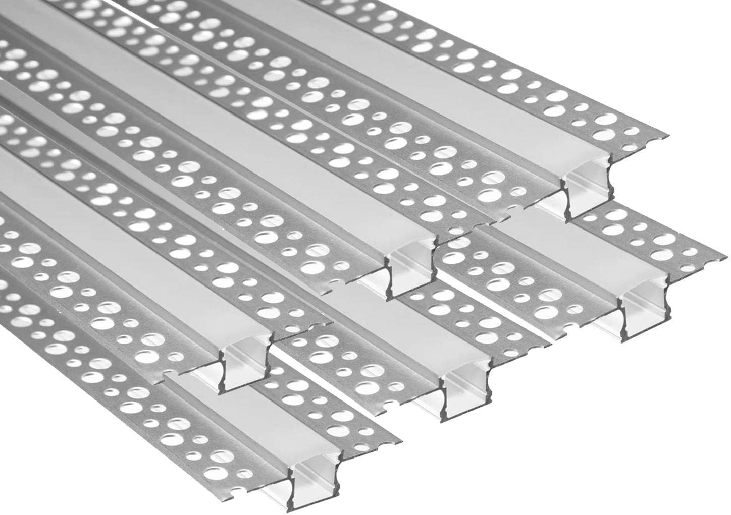 Besseto 6Pack LED Aluminum Channel with Diffuser Ends for Wall Ceiling