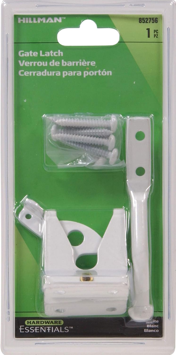 Hardware Essentials Universal Gate Latch Steel Self-Latching Durable White