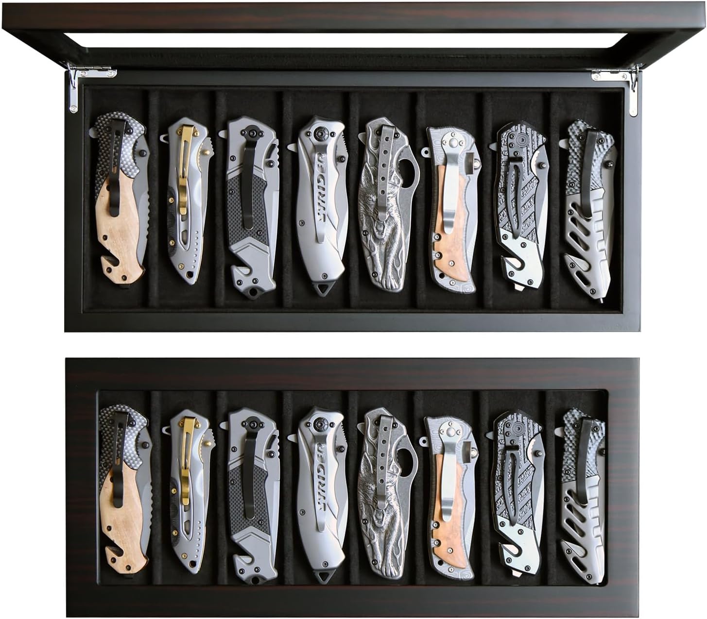 Besforu 8 Pocket Knife Display Case Organizer with Glass Window