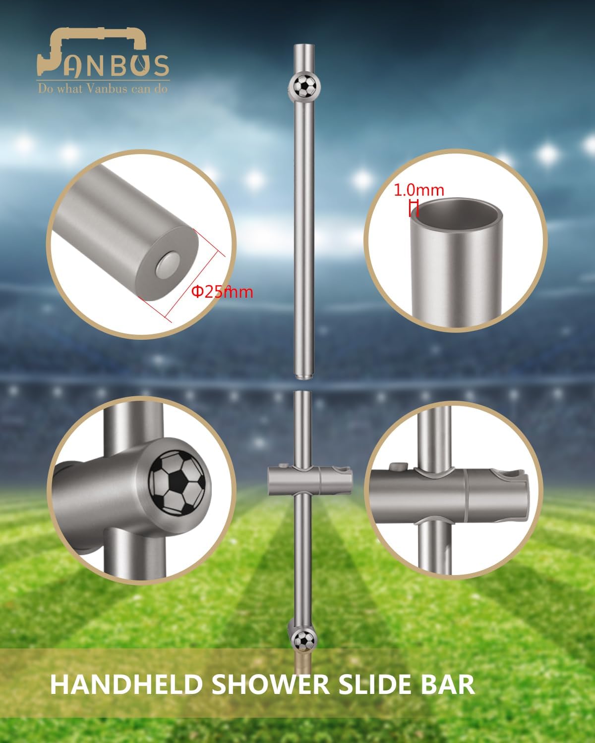 Adjustable and Rust-Resistant Handheld Shower Slide Bar for Bathroom Use
