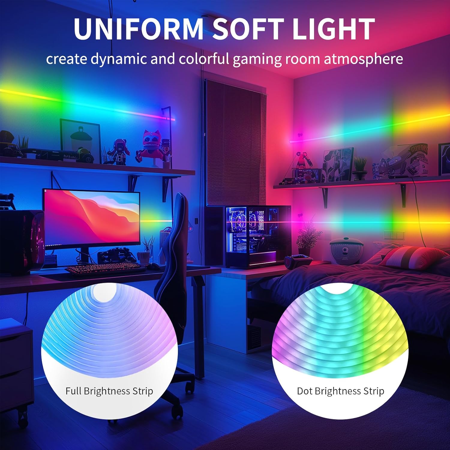 52FT BUNACET LED Neon RGBIC Strip Lights with Remote APP Control
