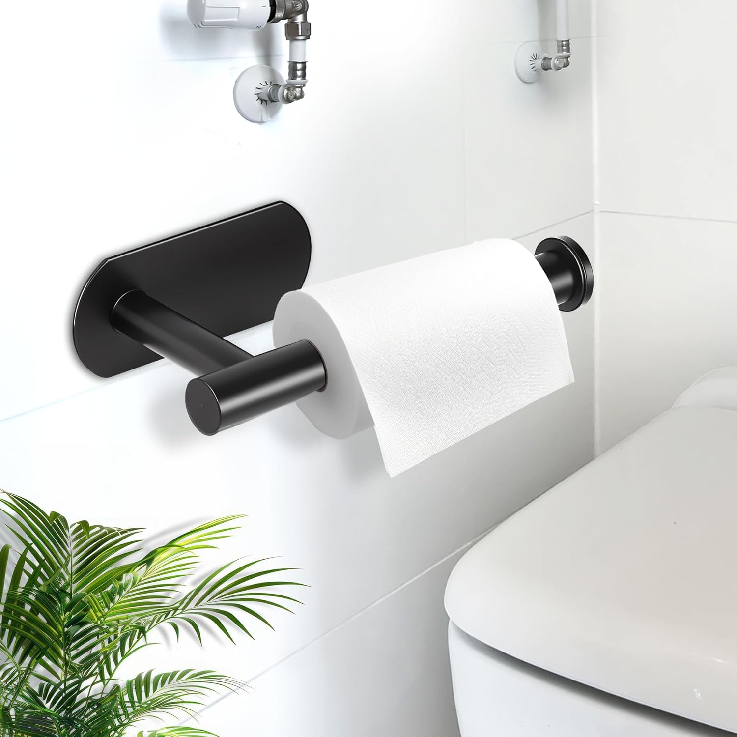Convenient Black Toilet Paper Holder Batman Style No Drilling Adhesive Wall Mount
