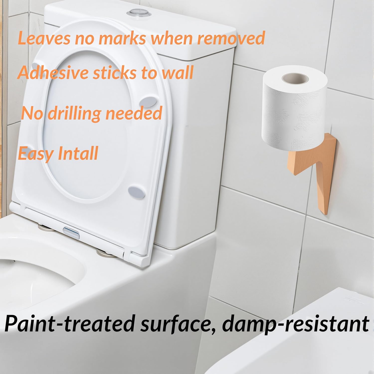 VOREN Toilet Paper Holder Wall Mount Wooden 2 Pack