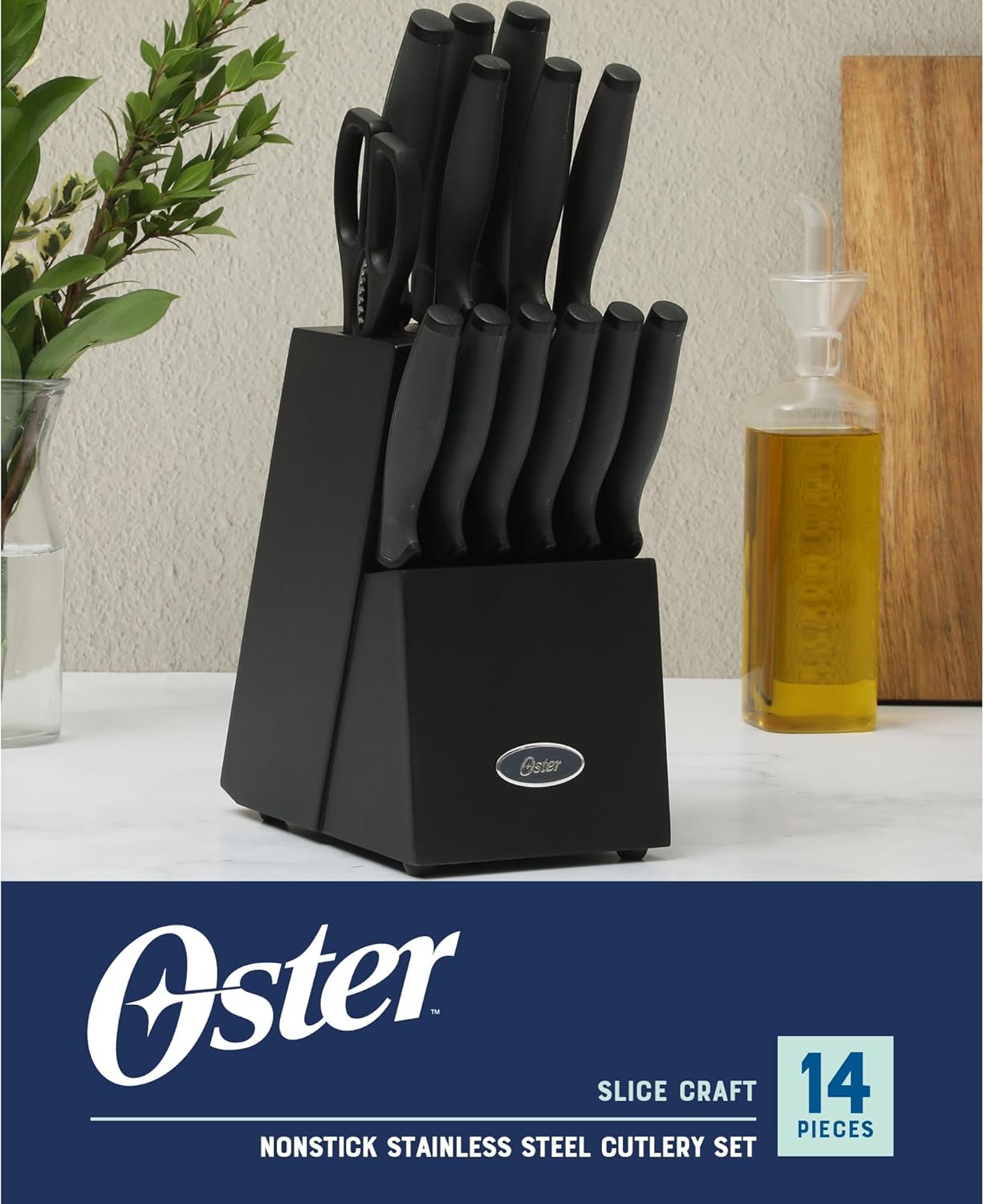 Oster Slicecraft 14-Piece Knife Block Set - Black