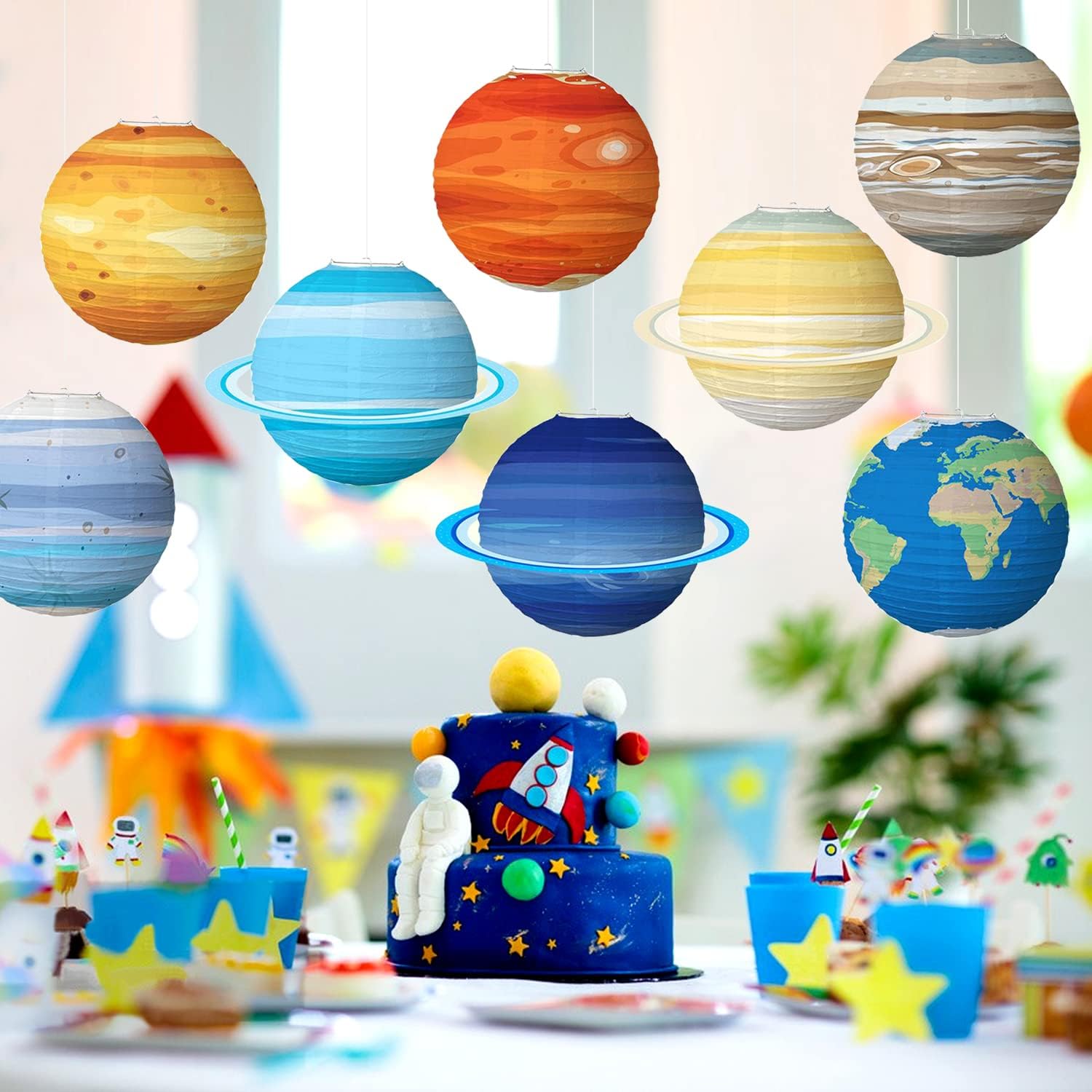 8Pack Paper Lanterns Planets Space Theme Decorations